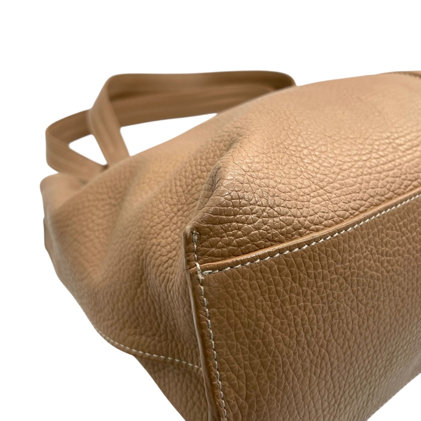 美品 コーチ COACH トートバッグ レザー ベージュ シルバー金具 メタルリング 肩掛け A4収納可 S52