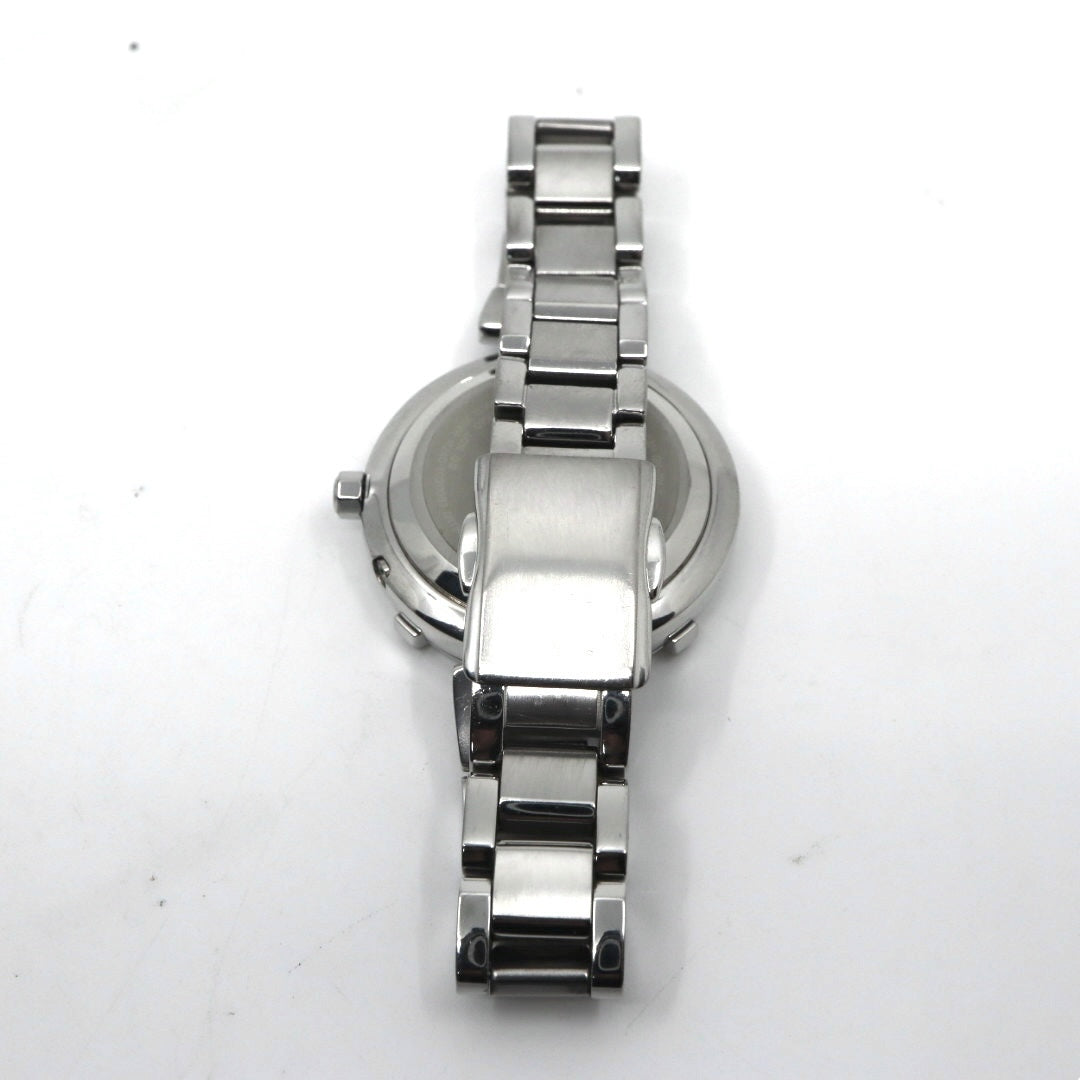 【極美品/稼働品】シチズン クロスシー 腕時計 H240-T020097 エコドライブ 電波ソーラー ワールドタイム レディース デイト シルバー アナログ ビジネス エレガント 高機能 日本製 デュラテクト クリーニング済み G4