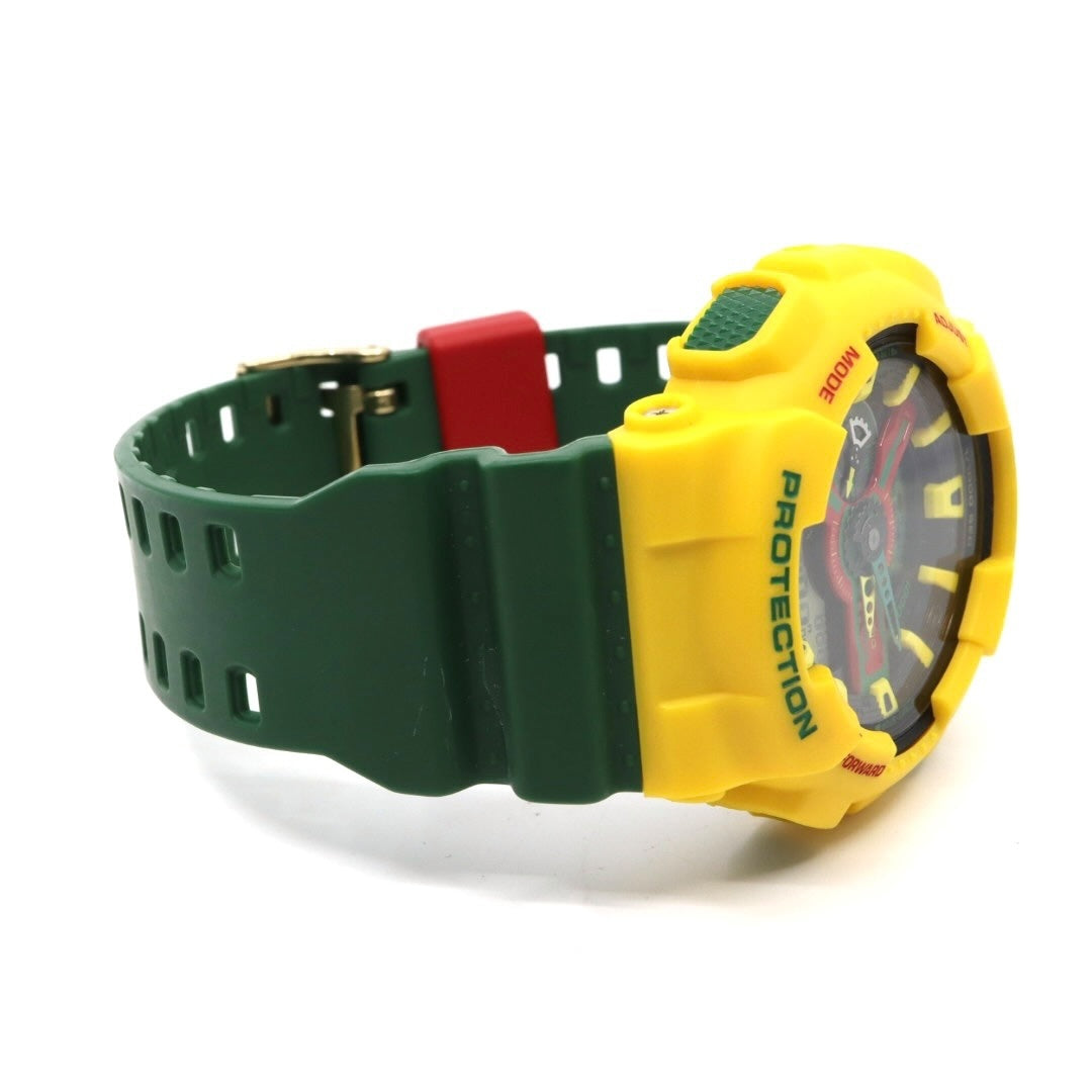 【未使用級/電池交換済】カシオ G-SHOCK GA-110RF ラスタファリアン 腕時計 メンズ アナデジ イエロー グリーン レッド ラスタカラー 20気圧防水 耐磁 JIS1種 耐衝撃構造 ストリート カジュアル ビッグケース クリーニング済み G5