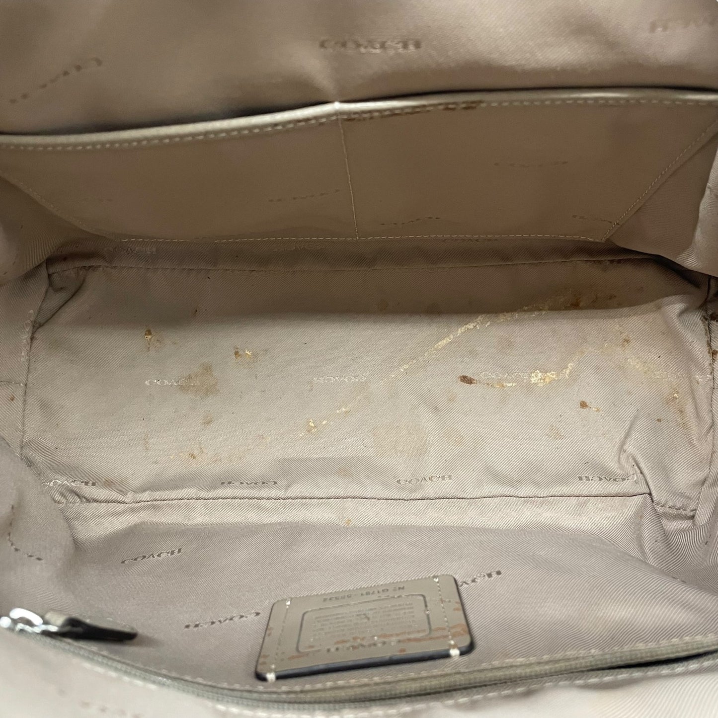 コーチ COACH Cチャーム トートバッグ ハンドバッグ スエード レザー グレー ベージュ シルバー金具 T4