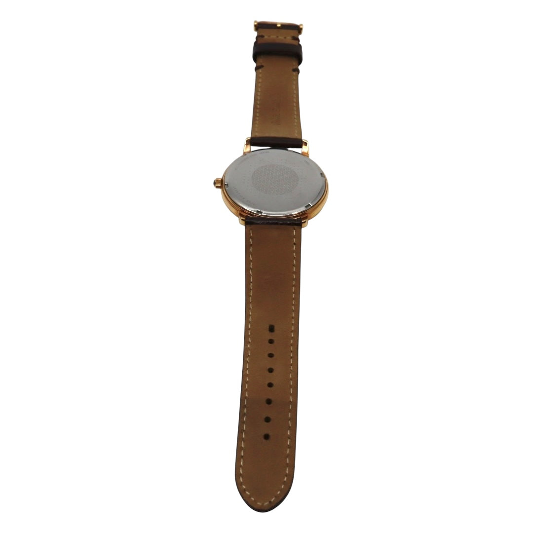 【美品】ポールスミス 腕時計 The City Slim 1005 メンズ クオーツ アナログ シルバーダイヤル ブラウンレザーベルト ゴールドケース シンプル クラシック ビジネス ドレスウォッチ エレガント 薄型 クリーニング済み G2