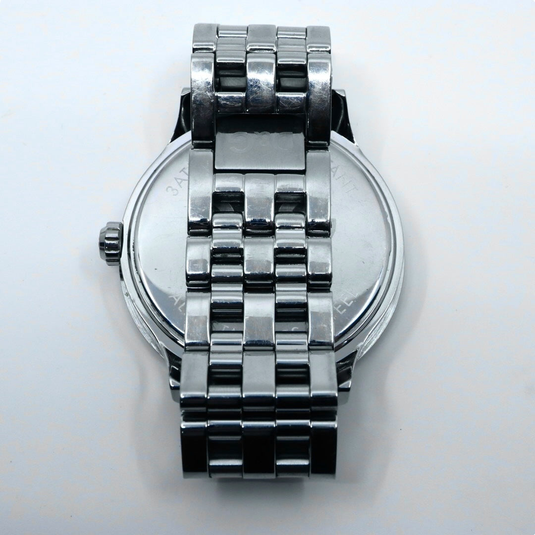 【電池交換済】D&G ドルチェ＆ガッバーナ 腕時計 ラインストーン D&Gロゴ メンズ レディース ユニセックス クオーツ アナログ シルバー ブレスレットウォッチ ドレスウォッチ ゴージャス エレガント ラグジュアリー クリーニング済み G2