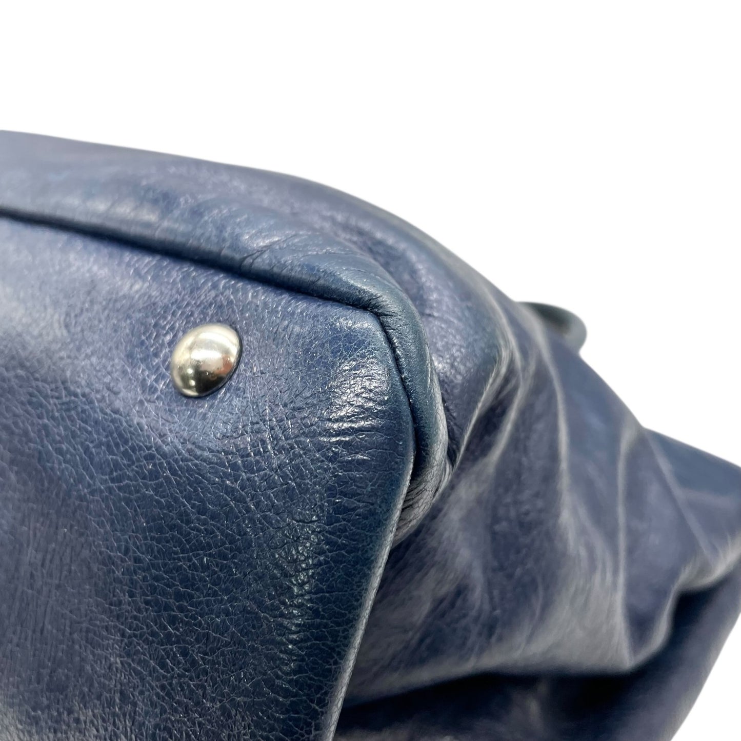 ミュウミュウ miumiu トートバッグ ショルダーバッグ ネイビー 紺 2way レザー 手提げ 斜め掛け可 シルバー金具 ロゴ レディース K10 archive 002 Y2K