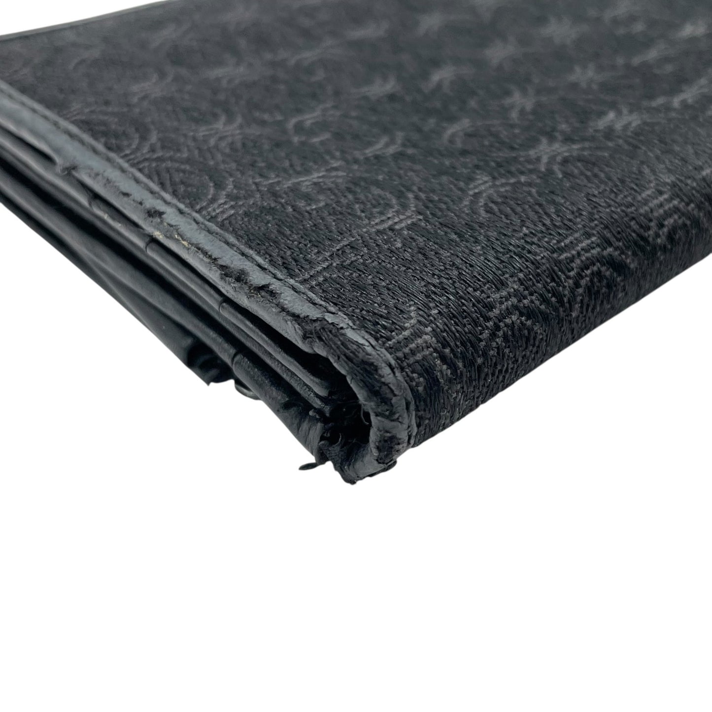 グッチ GUCCI 二つ折り 長財布 黒 ブラック キャンバス レザー ゴールド金具 ロゴ 総柄 メンズ レディース M5