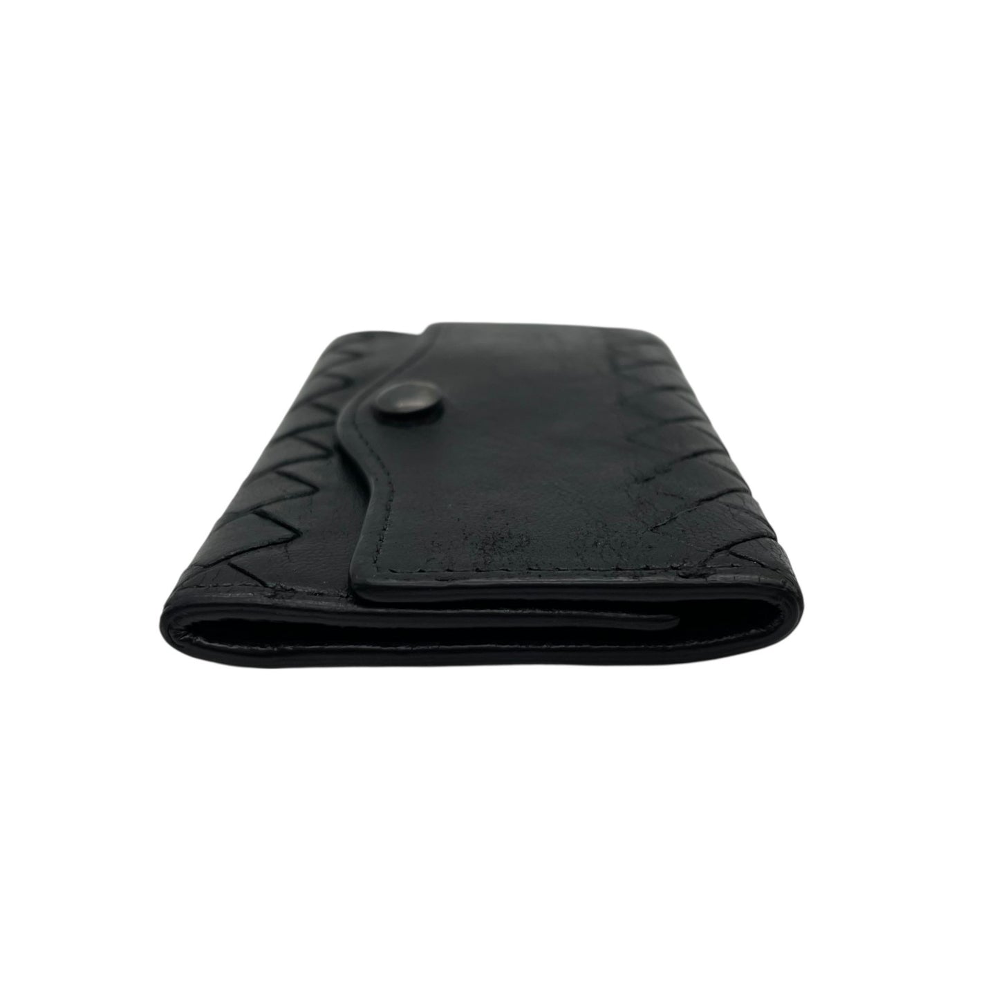 ボッテガヴェネタ BOTTEGA VENETA 三つ折り 5連 キーケース イントレチャート 黒 ブラック レザー ゴールド金具 メンズ レディース M5