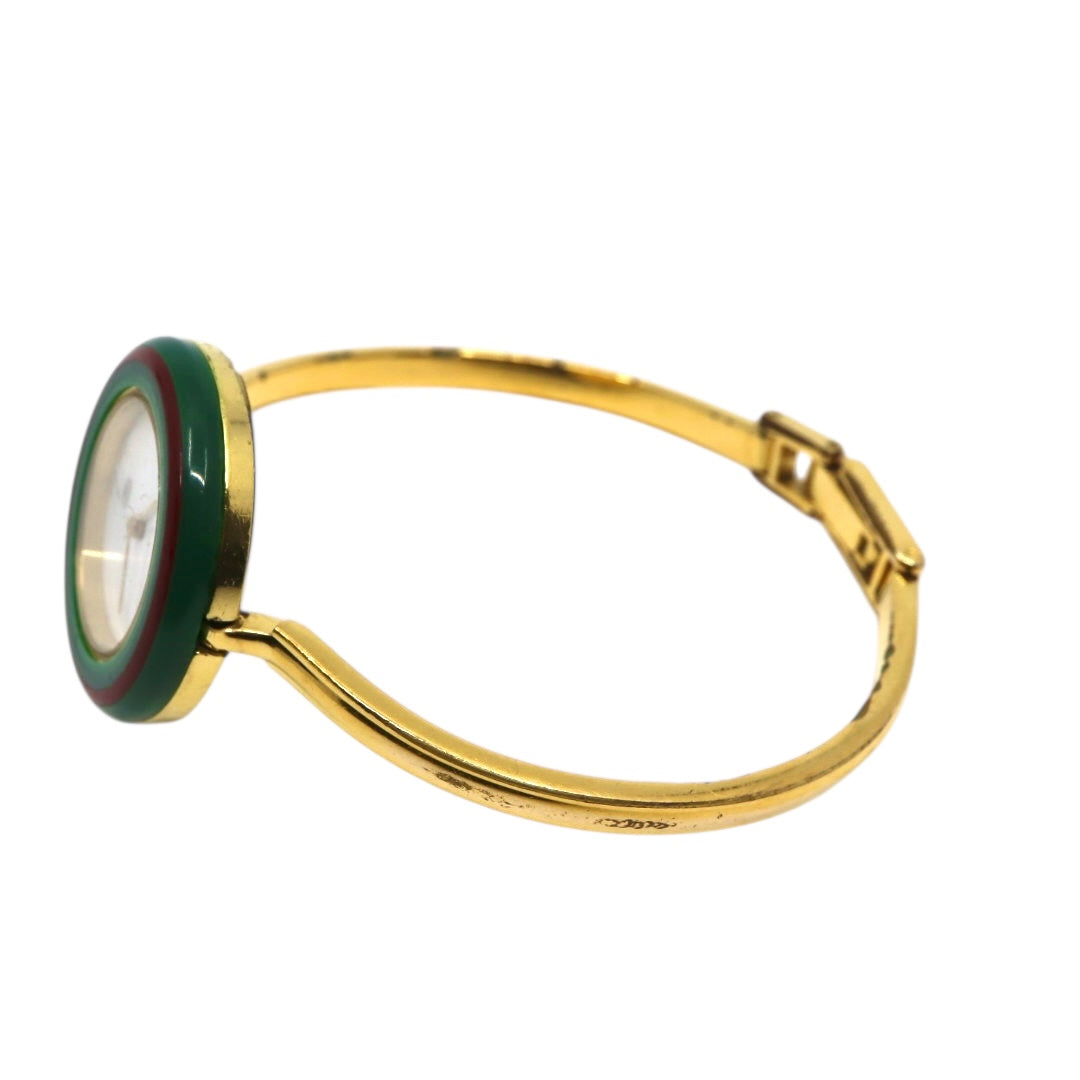 【美品/電池交換済】グッチ GUCCI チェンジベゼル 11/12 腕時計 レディース クオーツ バングルウォッチ ゴールド ヴィンテージ アンティーク シェリーラインベゼル クラシック エレガント アイコン 人気モデル クリーニング済み G3