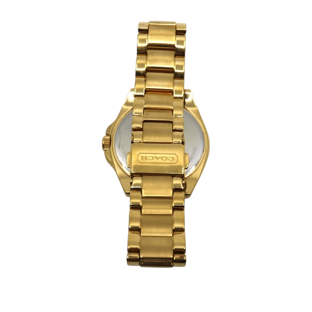 美品 電池交換済 クリーニング済 コーチ COACH 腕時計 CA-67.7.34.0690 レディースウォッチ クォーツ ゴールド ステンレススチール シルバー文字盤 シグネチャー柄 アナログ エレガント クラシック ドレスウォッチ 稼働品 G3