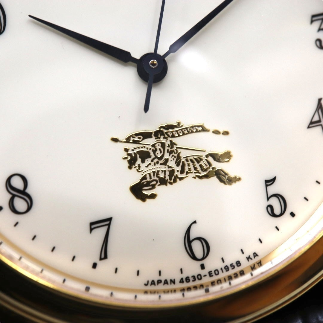 【美品 電池交換済 新品ベルト】バーバリー Burberrys 腕時計 4631-E66076 TA メンズウォッチ クォーツ ゴールドケース アイボリー文字盤 ブラックレザー アナログ クラシック ビンテージ ドレスウォッチ エレガント 稼働品 G3