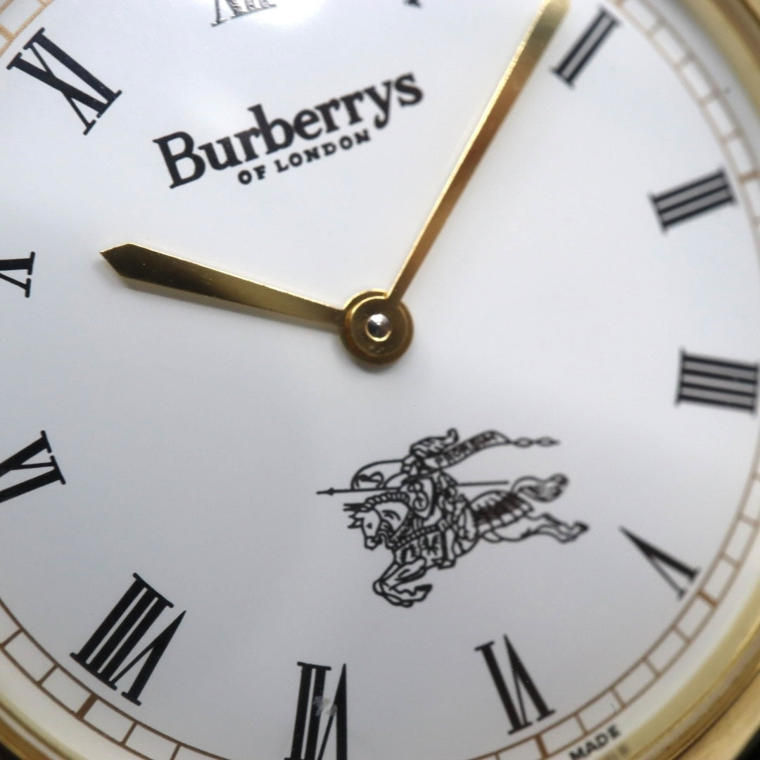 美品 電池交換済 新品ベルト バーバリー Burberrys 6000G 腕時計 メンズウォッチ クォーツ ゴールド ホワイト文字盤 ローマンインデックス ホースロゴ クラシック ヴィンテージ エレガント ドレスウォッチ 稼働品 G3