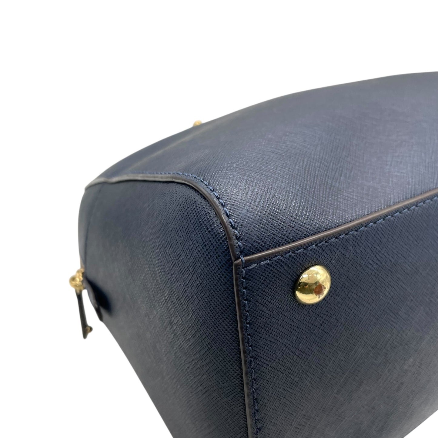 美品 MICHAEL KORS マイケルコース 2WAY ハンドバッグ ショルダーバッグ ネイビー レザー ゴールド金具 ロゴ 斜め掛け可 手提げ レディース T3