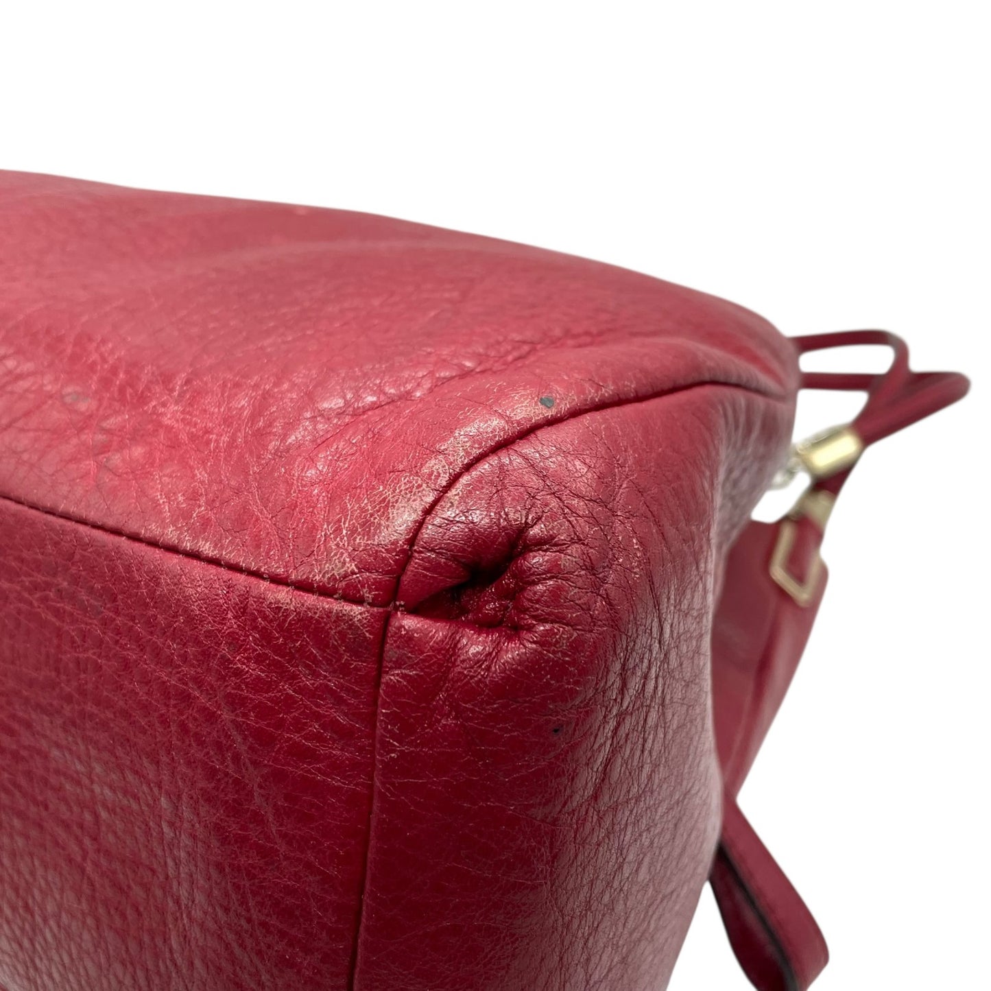 COACH コーチ ハンドバッグ トートバッグ 赤 レッド レザー ゴールド金具 ロゴ チャーム付き 肩掛け可 レディース T4