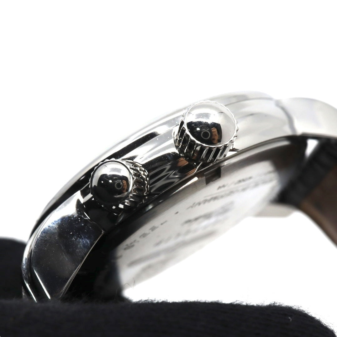 【極美品/電池交換済】 ZEPPELIN ツェッペリン 100周年記念モデル 7640-1 腕時計 メンズ クロノグラフ ビッグデイト アイボリー文字盤 ブラウンレザー ドイツ製 パイロットウォッチ クラシック エレガント アナログ クォーツ 稼働品 G2