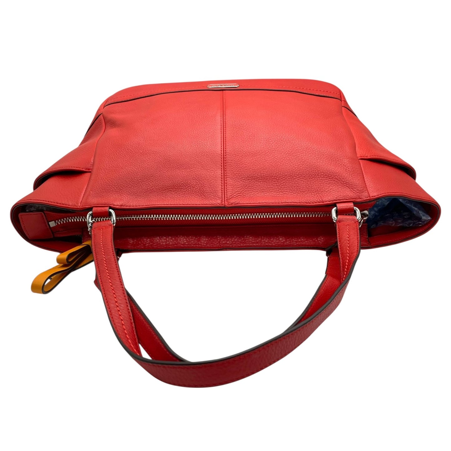 コーチ COACH トートバッグ ペブルドレザー F23284 赤 レッド 黄色 イエロー チャーム付き A4対応 通勤 通学 S24