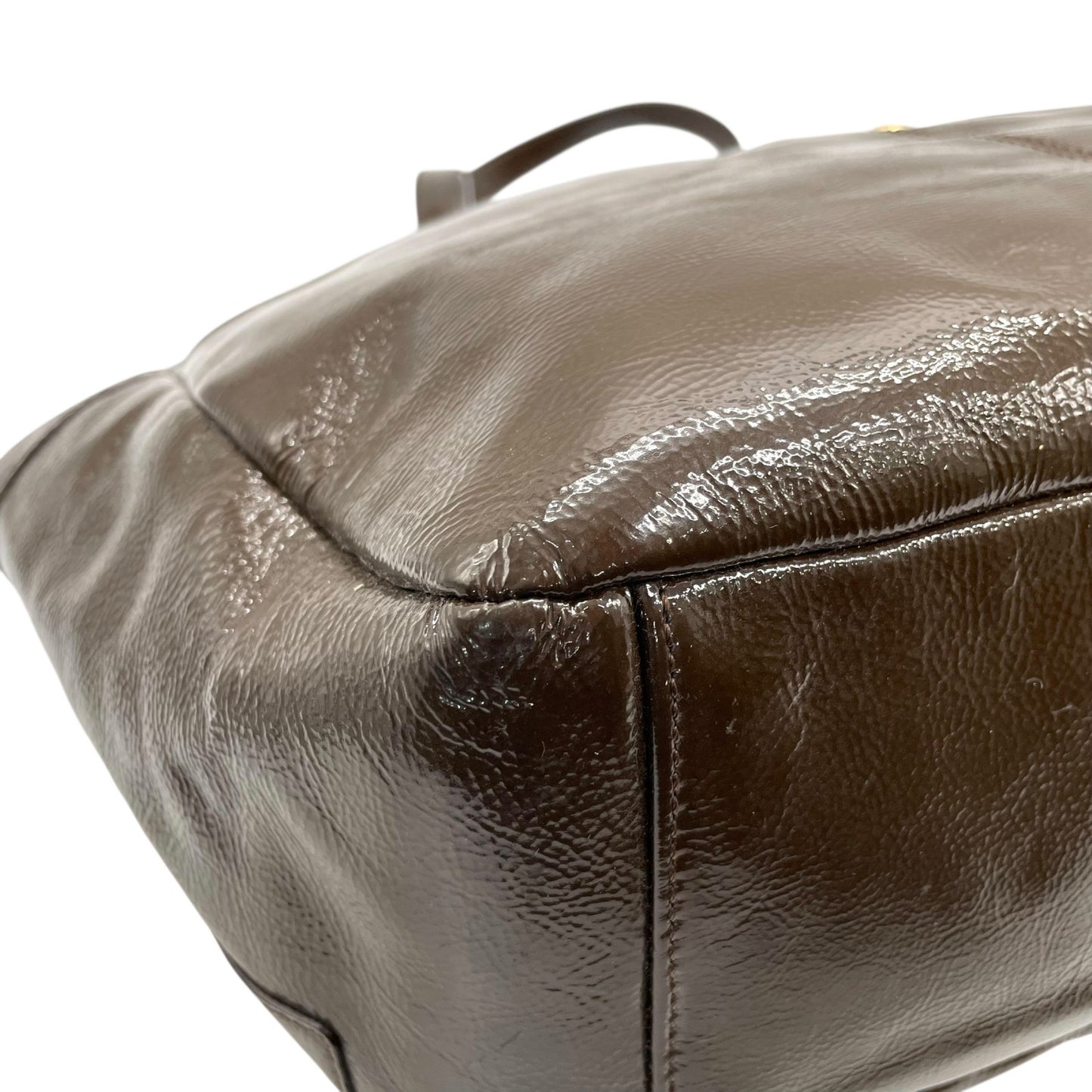 コーチ COACH トートバッグ パテントレザー F20431 茶色 ブラウン 金金具 ゴールド金具 チャーム付き A4対応 通勤 通学 S93