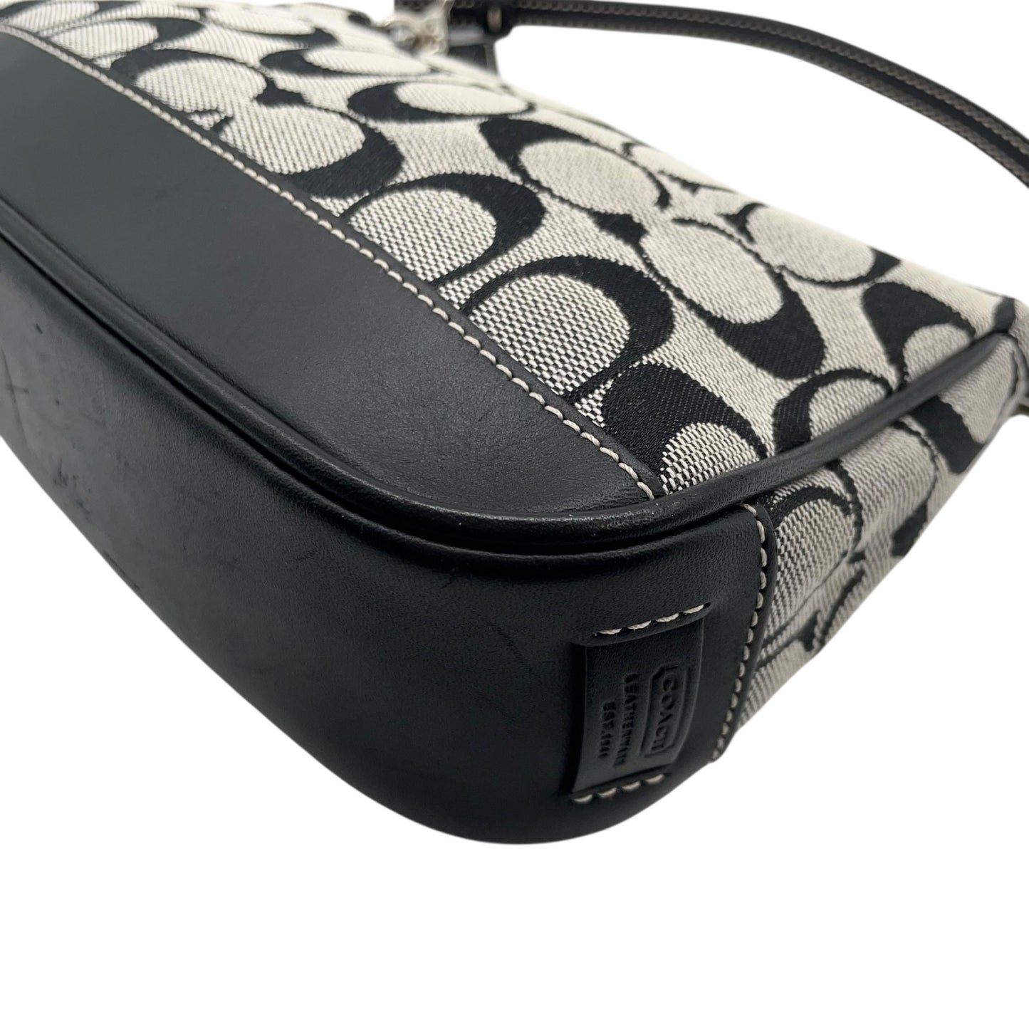 コーチ COACH シグネチャー ワンショルダー ホーボー バッグ 6094 ブラック 黒 グレー キャンバス レザー ロゴ金具 レディース U17