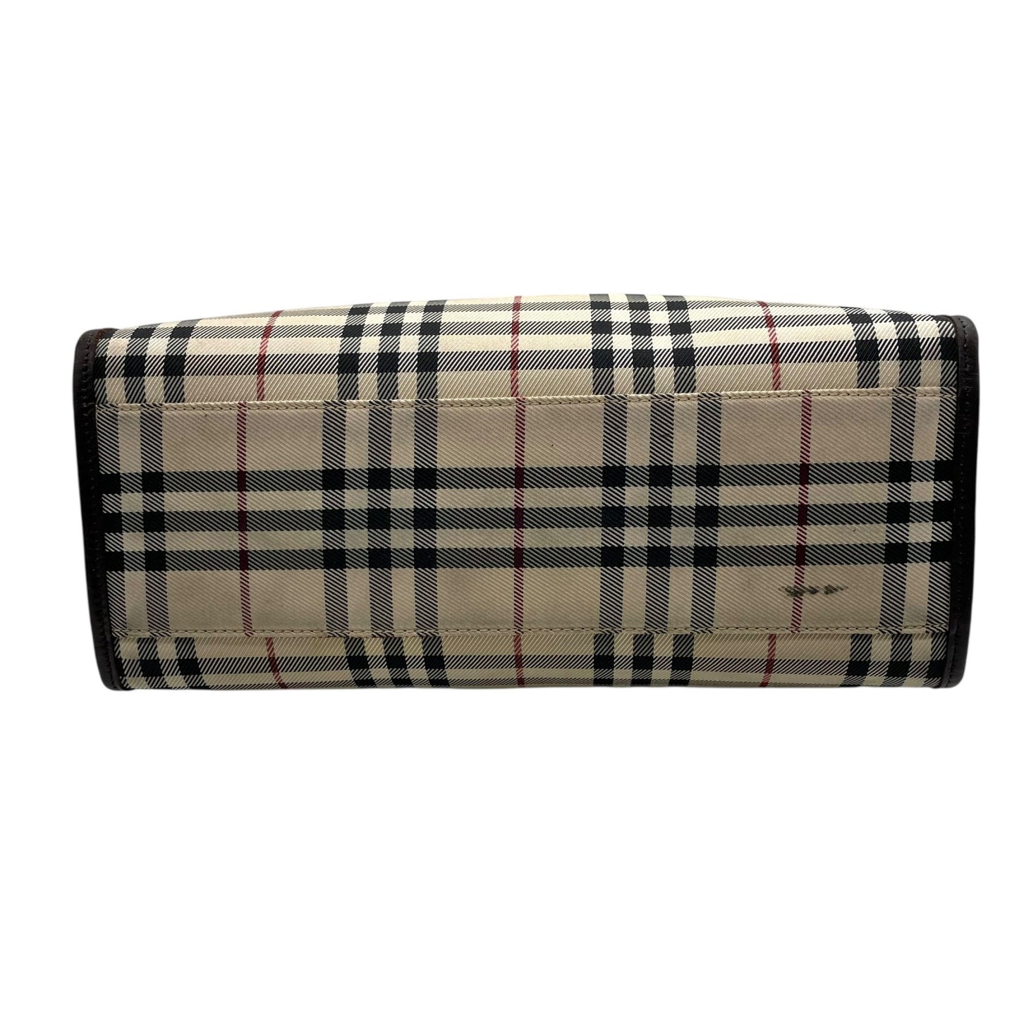 バーバリー BURBERRY ノバチェック ハンドバッグ トートバッグ スクエアトート ベージュ ブラウン 茶 チェック柄 キャンバス レザー シルバー金具 ロゴ レディース メンズ K7