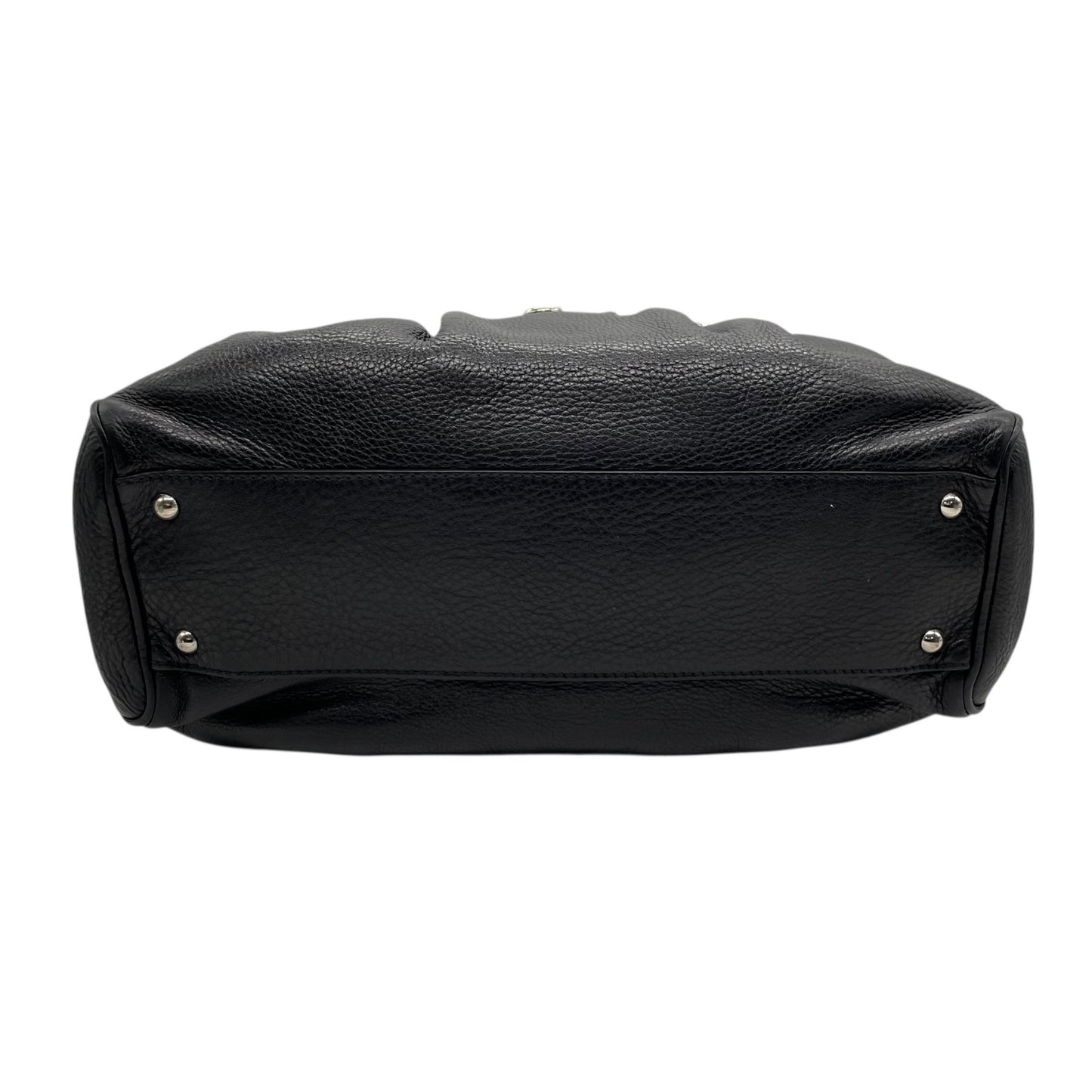 美品 サルヴァトーレ フェラガモ Salvatore Ferragamo ガンチーニ ハンドバッグ ミニボストン ワンショルダー ブラック 黒 NERO レザー シルバー金具 ロゴ 肩掛け可 レディース A