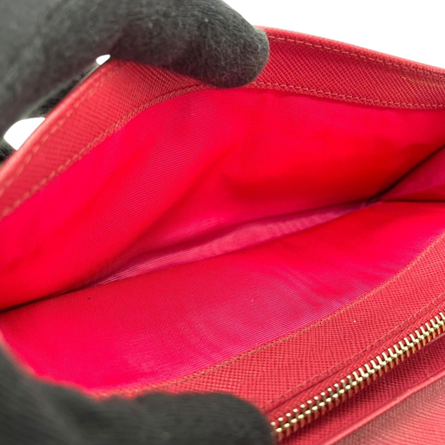 PRADA プラダ 長財布 ロングウォレット サフィアーノレザー フラップ ピンク バイカラー ゴールド金具 ロゴ レディース W3