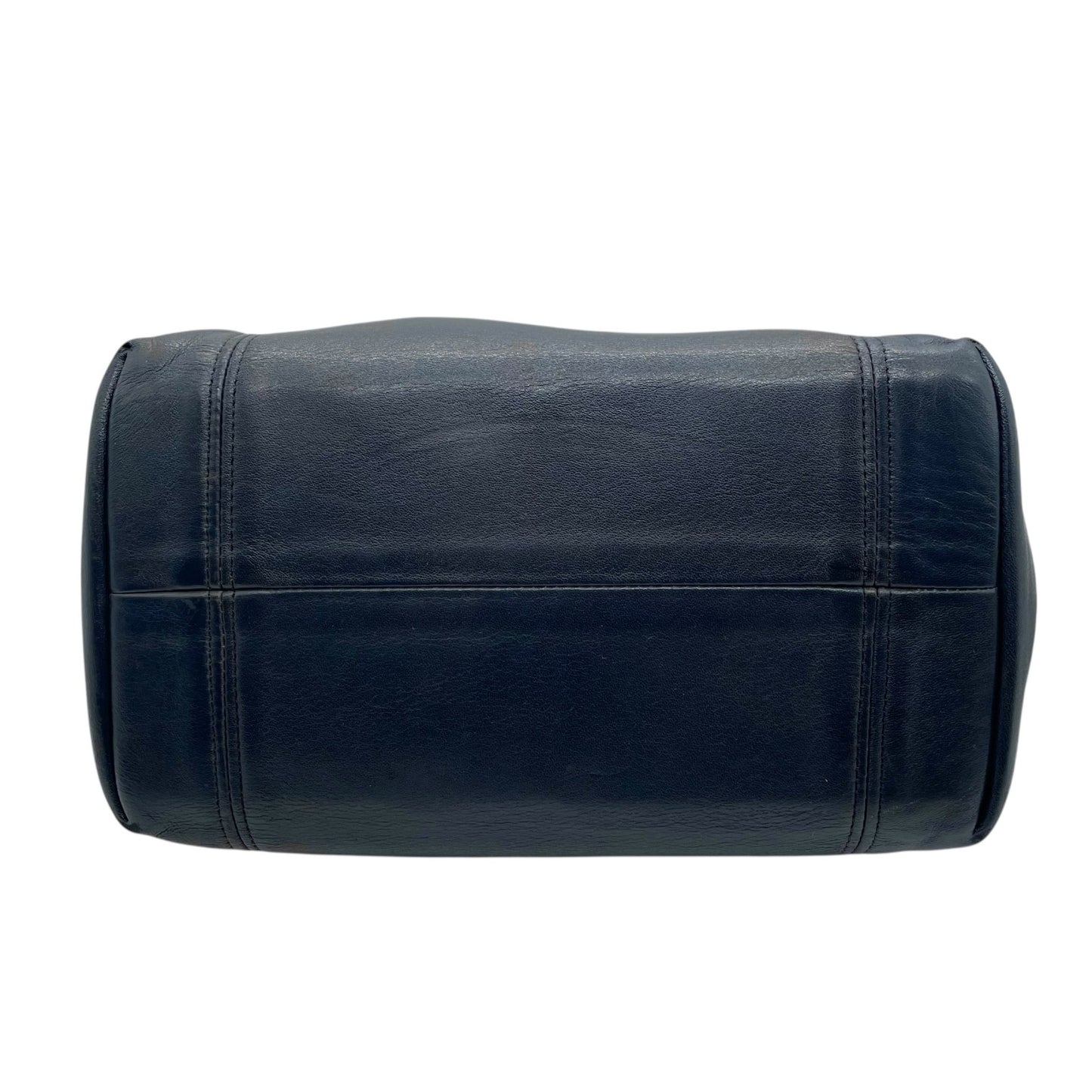 コーチ COACH オールドコーチ ハンドバッグ ミニトートバッグ 紺 ネイビー レザー ゴールド金具 ファスナー開閉 ロゴチャーム USA製 ヴィンテージ レディース S12