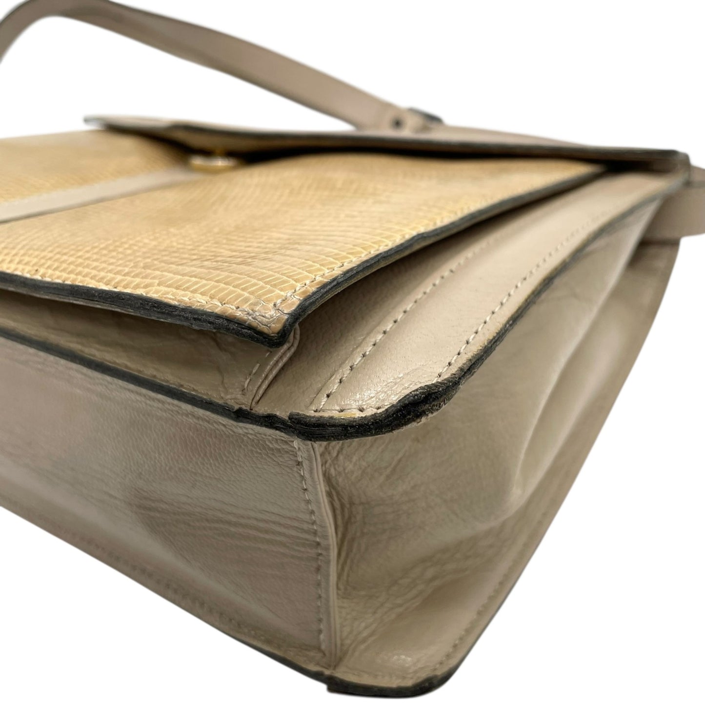 イヴサンローラン Yves Saint Laurent ショルダーバッグ ワンショルダー ベージュ グレージュ レザー ゴールド金具 フラップ開閉 肩掛け可 YSL ヴィンテージ レディース S81