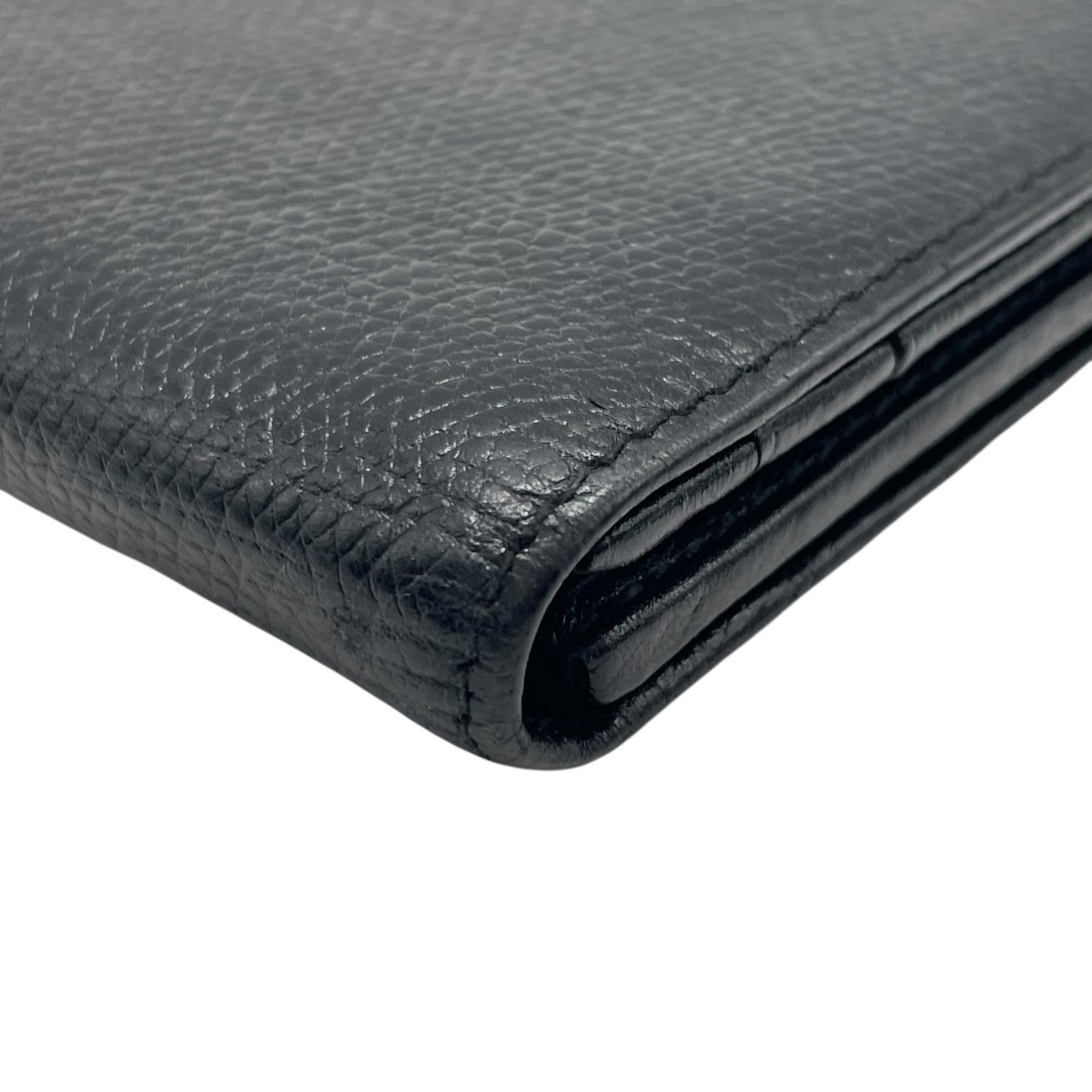 LOEWE ロエベ 二つ折り 長財布 ロングウォレット アナグラム 型押しロゴ ブラック レザー シボ革 ゴールド金具 ヴィンテージ レディース W2