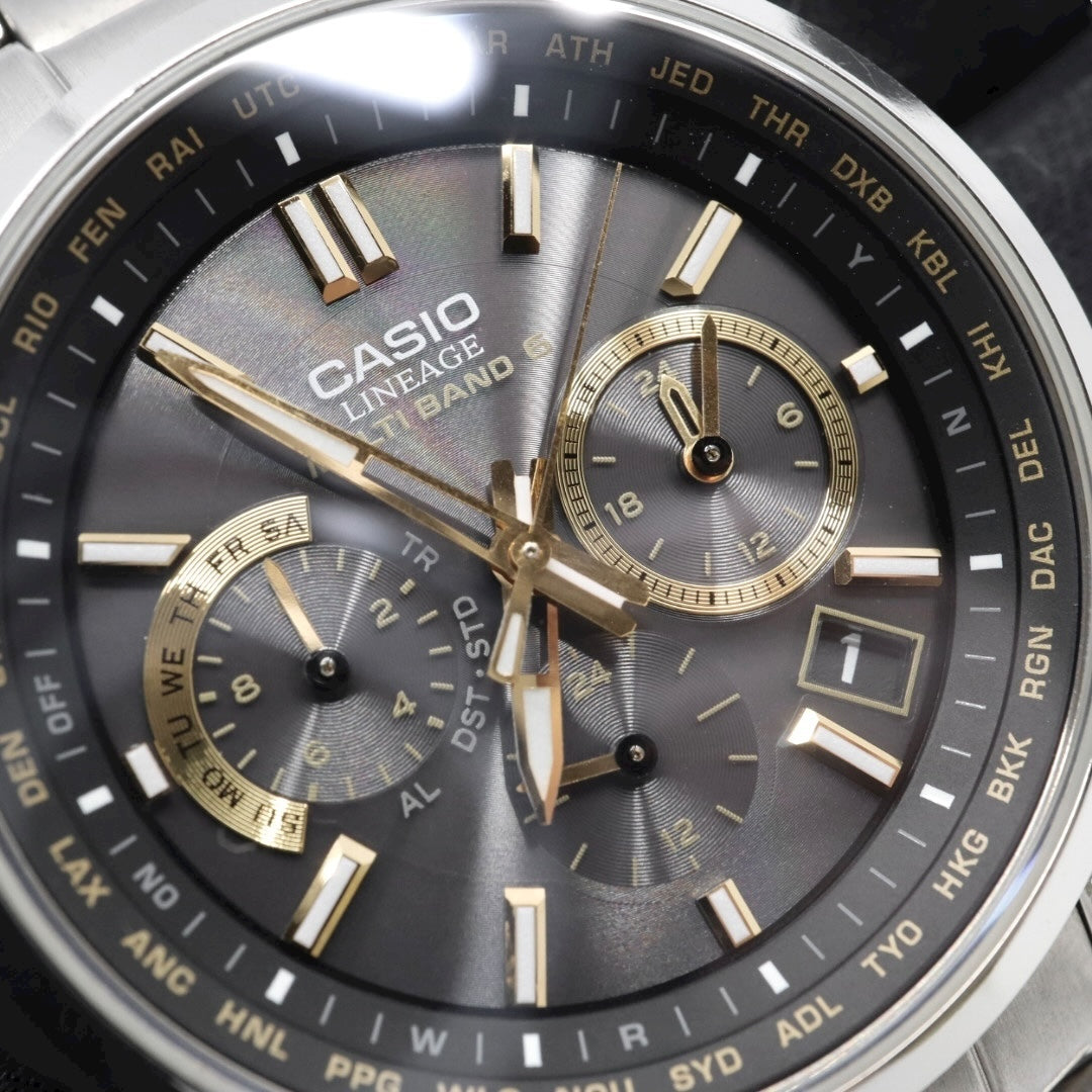 【美品/稼働品】カシオ リニエージ 腕時計 LIW-M610TDS 電波ソーラー チタン サファイアガラス メンズ ブラック ゴールド アナログ ワールドタイム MULTI BAND 6 ウェーブセプター ビジネス 軽量 G10
