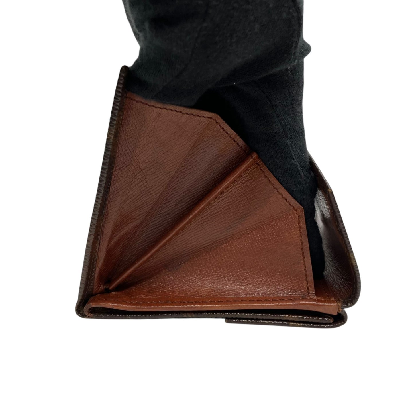 LOUIS VUITTON ルイヴィトン 三つ折り財布 ポルトモネビエ モノグラム M61660 Wホック ブラウン PVC レザー M4