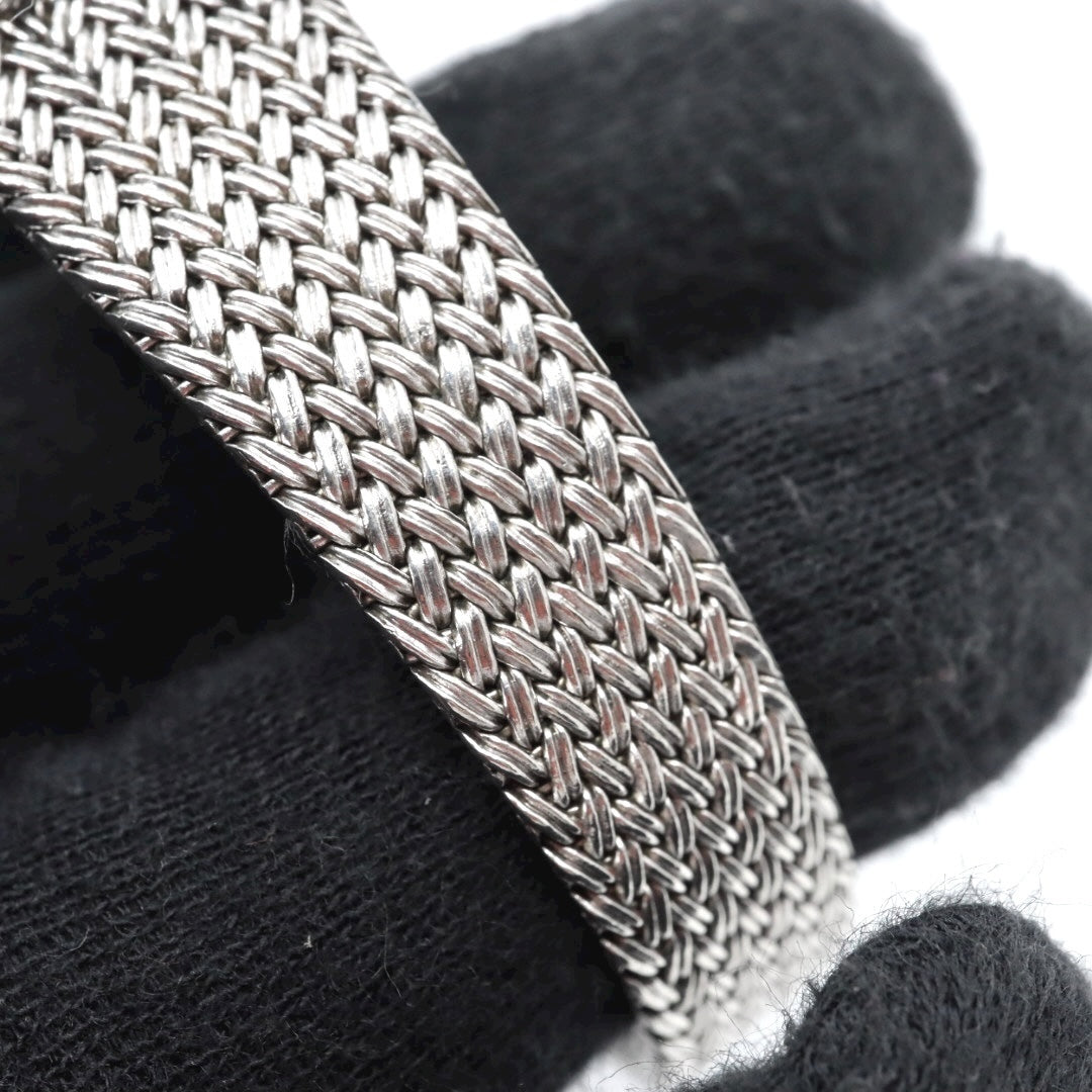 【美品/電池交換済】イエマ YEMA 腕時計 P7307 レディース スクエア ラインストーンベゼル クオーツ シルバー メッシュベルト ブレスレット ジュエリーウォッチ ドレスウォッチ アンティーク ビンテージ クラシック エレガント G10