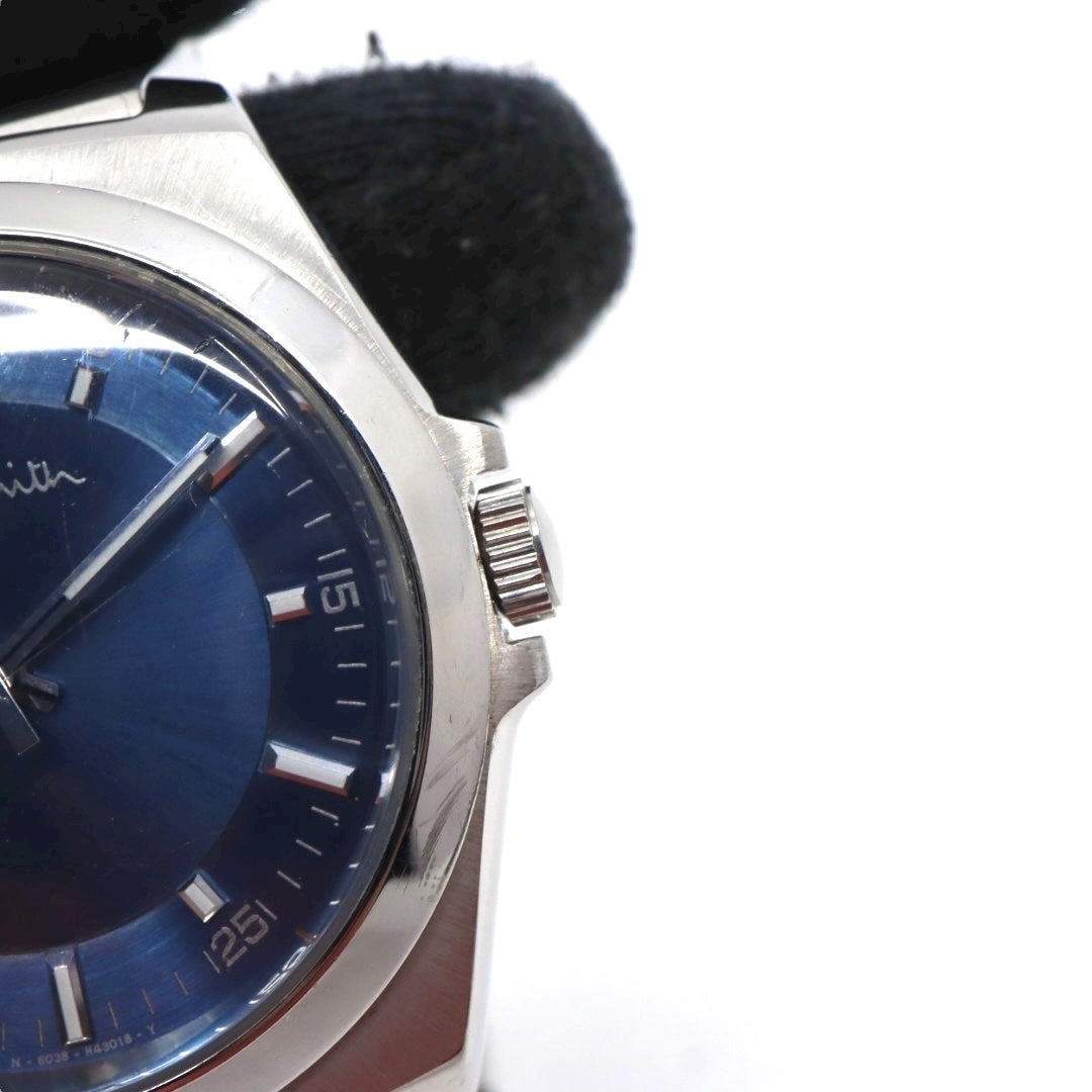 ポールスミス クローズドアイズ 腕時計 メンズ クォーツ ブルー文字盤 シルバー ステンレス シンプル ビジネス ドレスウォッチ アナログ 電池交換済み 稼働品 上品 フォーマル オフィス スタイリッシュ 銀 青 洗練 定番 人気モデル 10気圧防水 G10