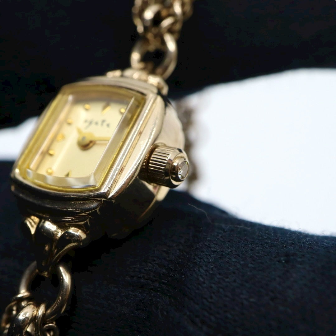 【美品/稼働品】アガット agete 腕時計 1306 ダイヤモンド レディース クオーツ PGP ピンクゴールド ブレスレット ジュエリーウォッチ アンティーク クラシック エレガント フェミニン アクセサリー G10