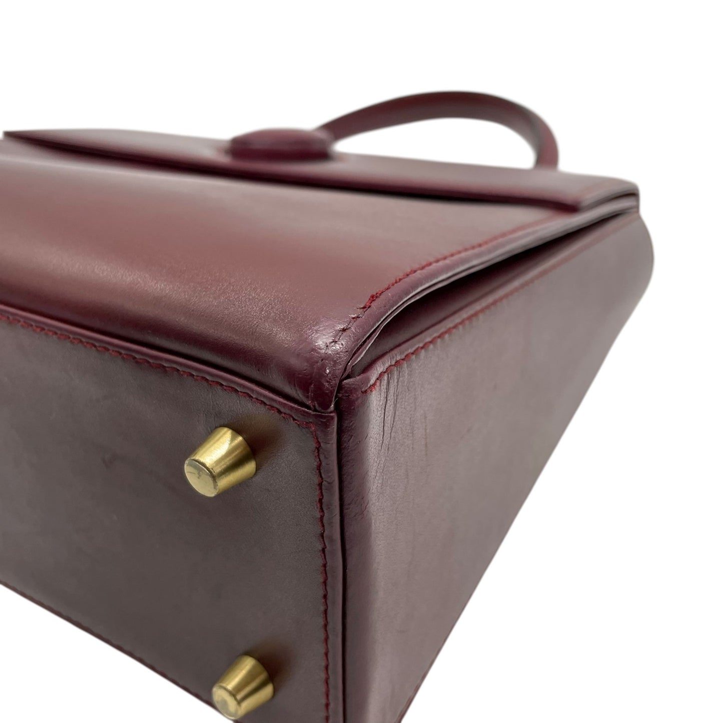 カルティエ マストライン ハンドバッグ ワンショルダー 自立可 ターンロック 2Cロゴ Cロゴ レザー 本革 ボルドー ワインレッド レディース ヴィンテージ クラシック エレガント フォーマル パーティバッグ 高級感 G