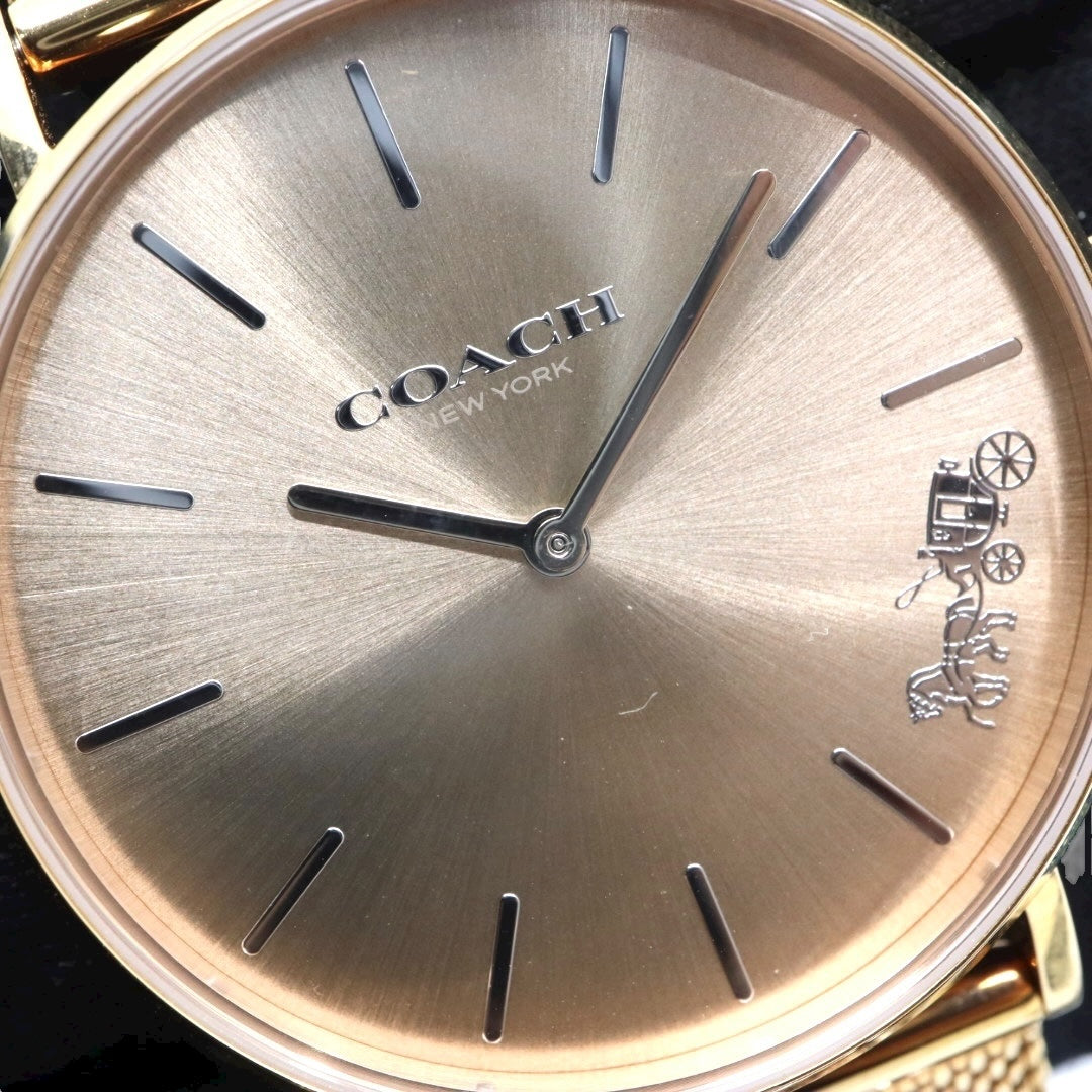 コーチ COACH 腕時計 レディース クォーツ ペリー Perry ゴールド メッシュベルト CA.120.7.34.1710 アナログ ウォッチ ホースアンドキャリッジ 馬車ロゴ エレガント 上品 モダン クラシック 美品 ほぼ新品 希少 G10