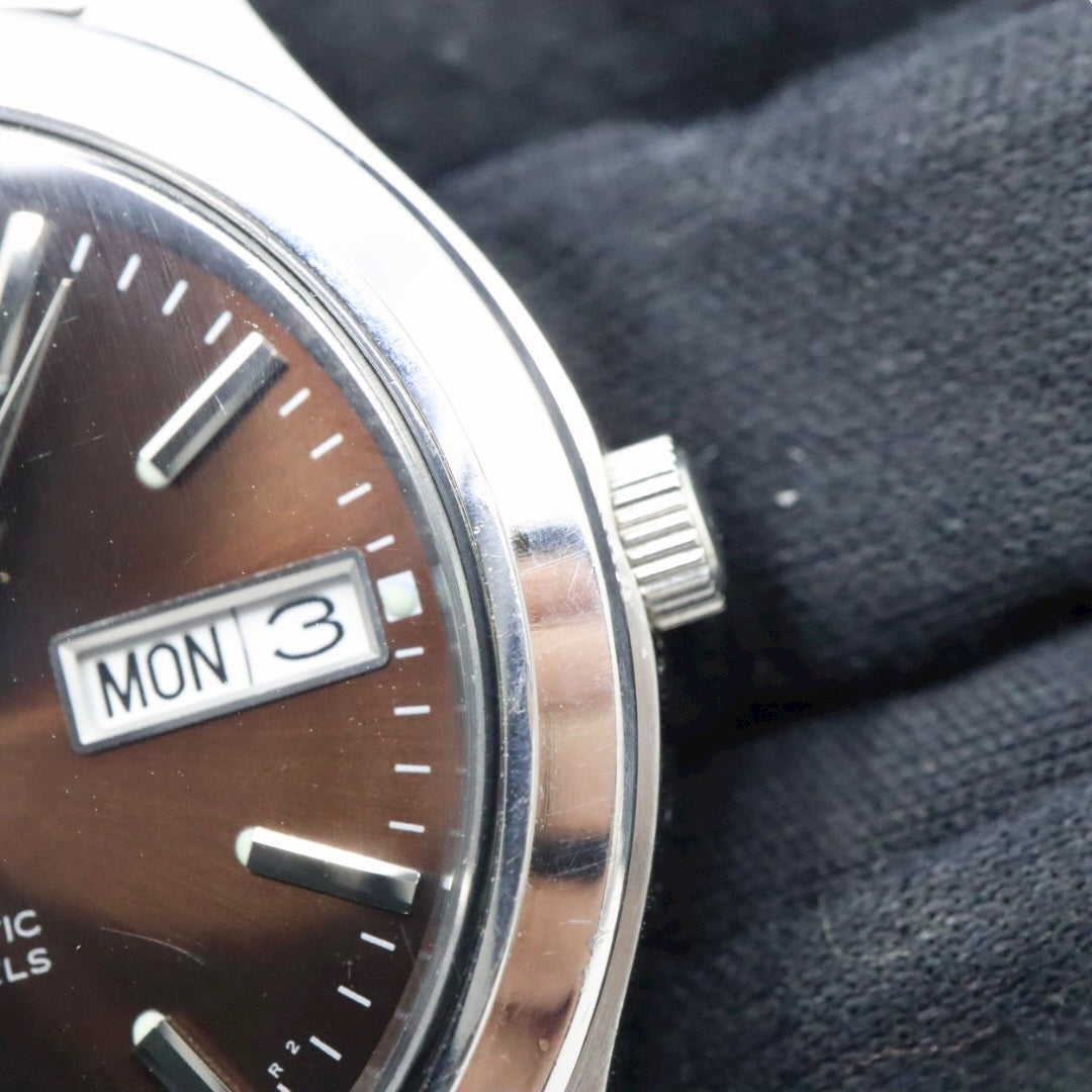 SEIKO セイコー 5 自動巻き メンズ腕時計 ブラウン文字盤 デイデイト ステンレス 裏スケルトン 7S26 Made in Japan G11