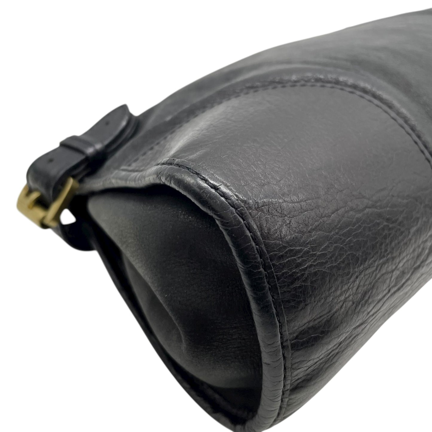 MULBERRY マルベリー 2WAY ハンドバッグ ショルダーバッグ ブラック レザー ゴールド金具 オーバルロゴプレート トップハンドル ヴィンテージ レディース K12