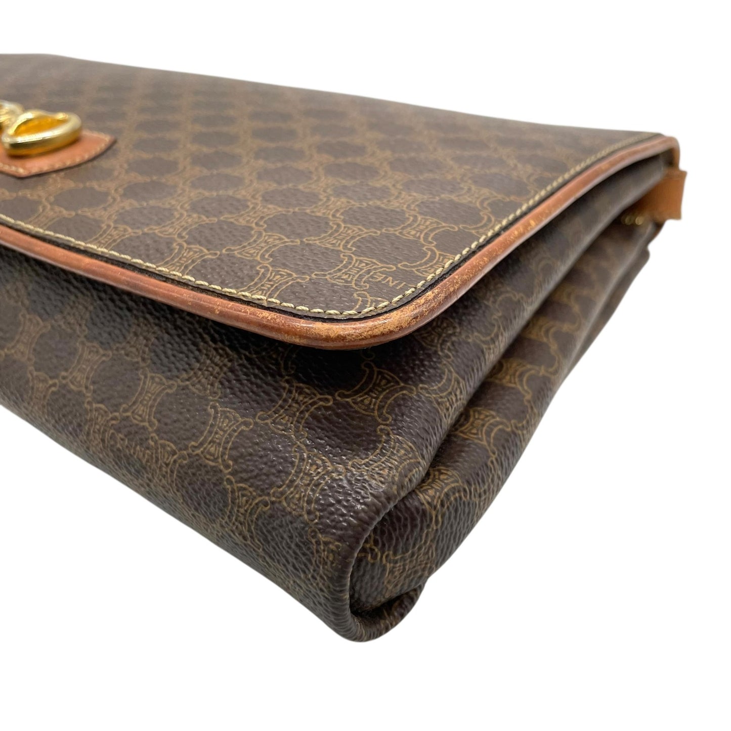 CELINE セリーヌ マカダム ショルダーバッグ ヴィンテージ オールドセリーヌ PVC レザー ゴールド金具 フラップデザイン 1980s 1990s クラシック クロスボディ k1