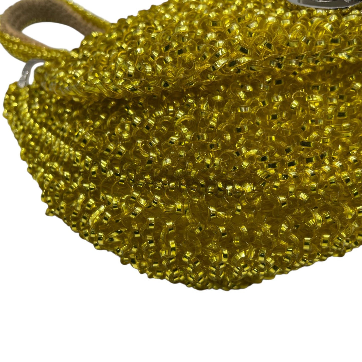 【美品】ANTEPRIMA アンテプリマ ワイヤーバッグ ワイヤーショルダー バッグ イエロー ワンショルダー きらめき 手編み 立体デザイン K10