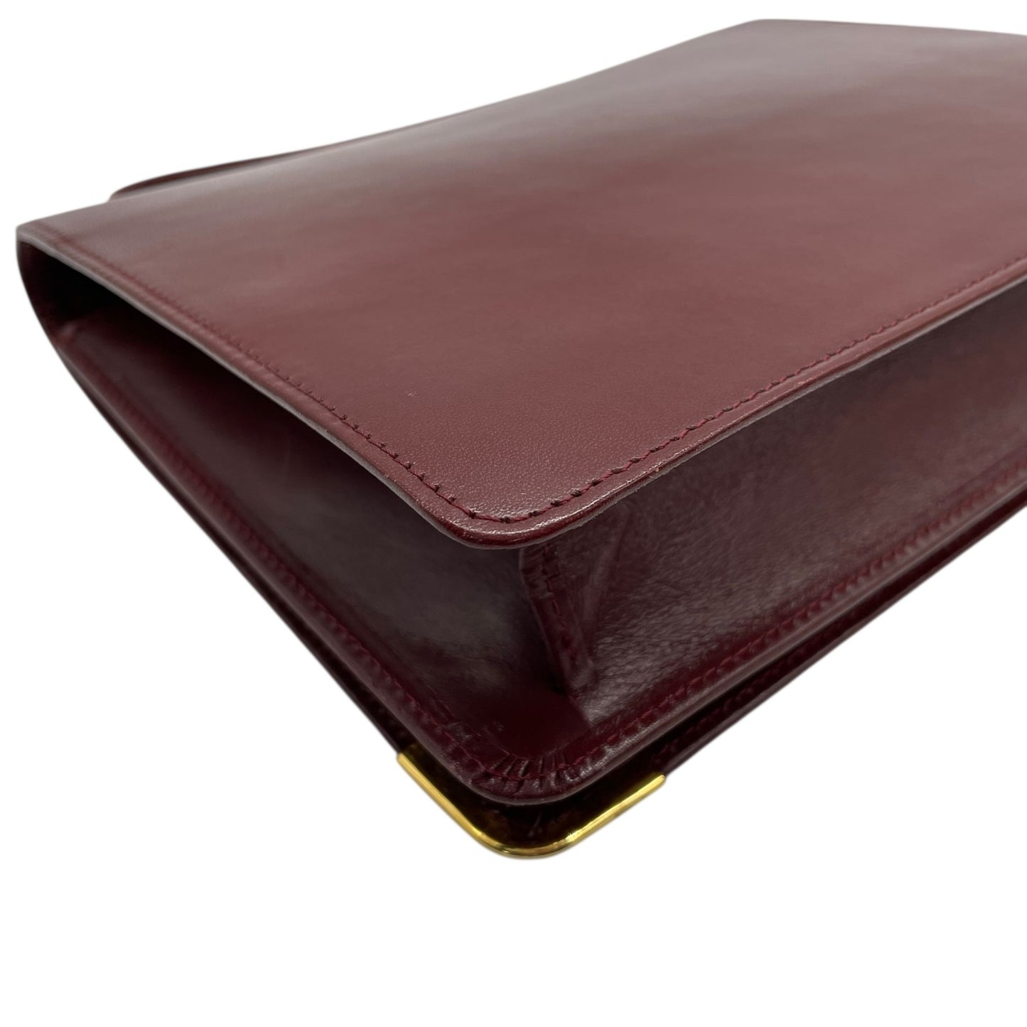 Cartier カルティエ ボルドー レザー クラッチバッグ ゴールドロゴ ヴィンテージ 1980s 1990s 上品 パリ クラシック K7