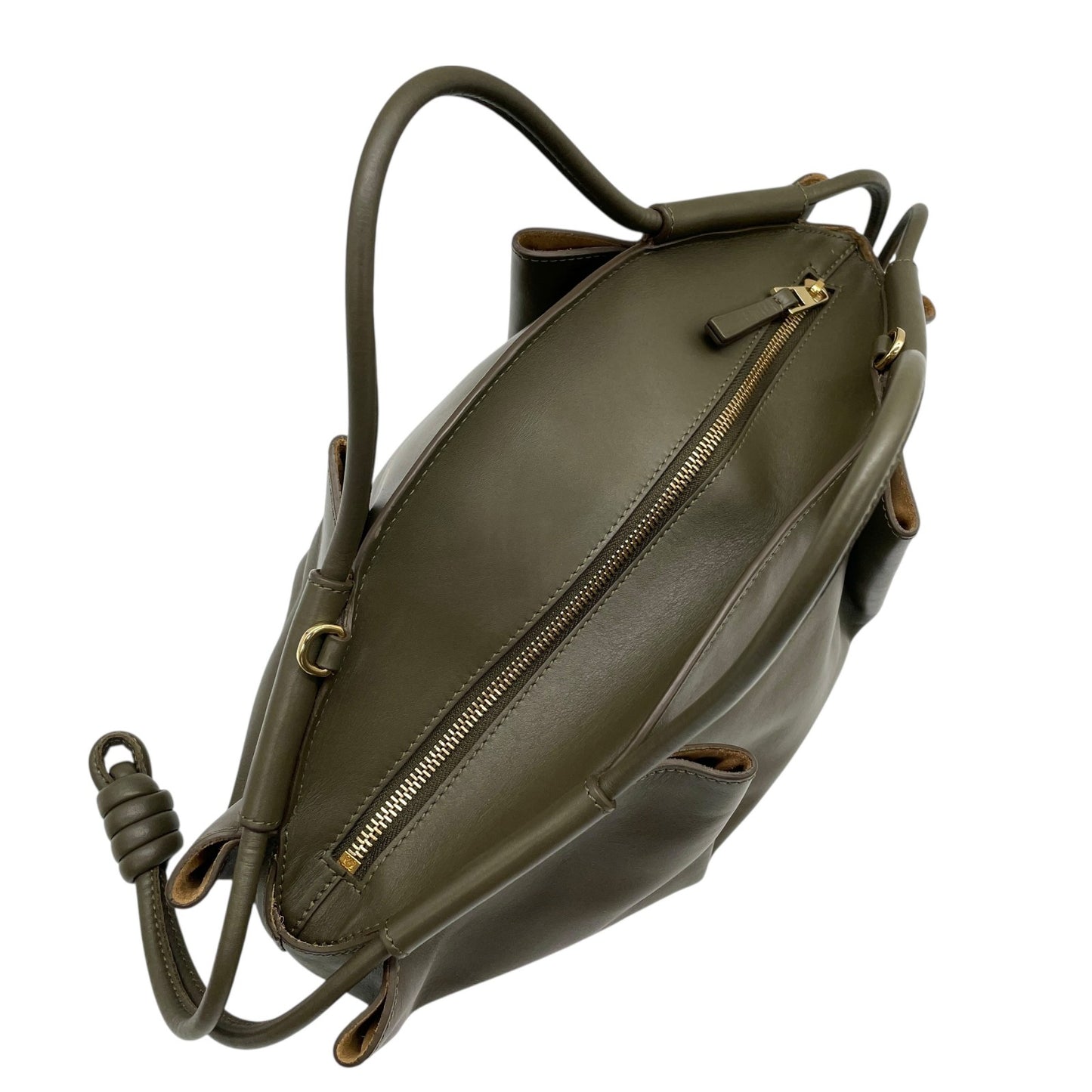 極 美品 未使用級 LOEWE ロエベ Paseo スモール レザー 2WAY ショルダーバッグ ハンドバッグ カーキ グリーンベージュ 上品 軽量