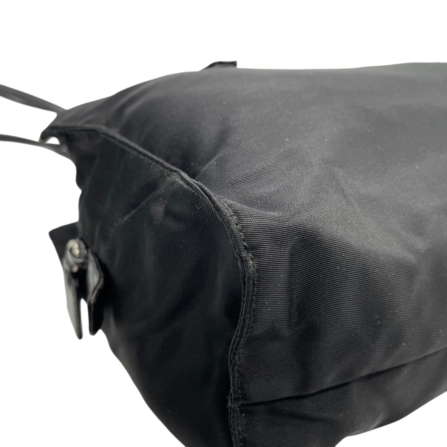 Authentic PRADA Tote Bag Black Nylon Shoulder Bag Triangle Logo Silver Hardware A4 Storage Zipper Women's Tessuto