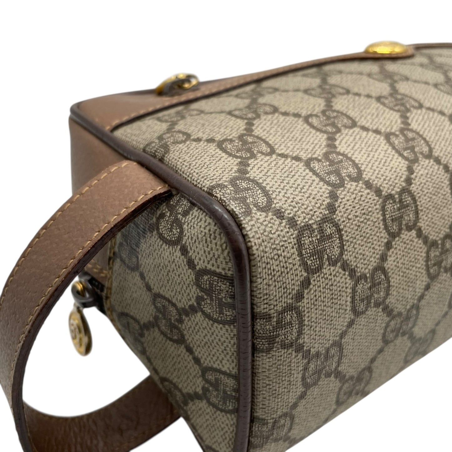 Authentic GUCCI Old GG Supreme Clutch Bag Second Bag Brown Leather PVC Gold Hardware Unisex Vintage