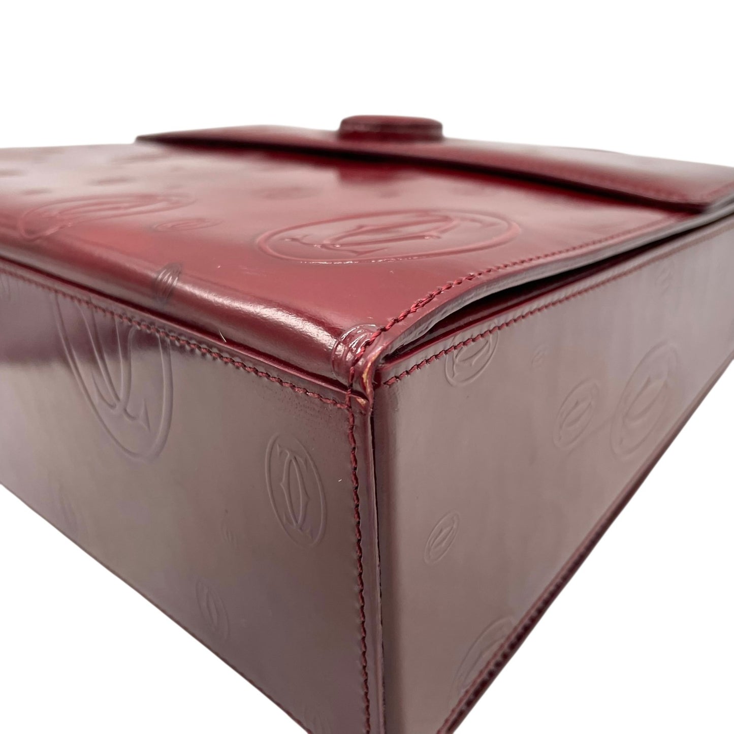 Authentic Cartier Happy Birthday Handbag Patent Leather Bordeaux Red Enamel Women's with Guarantee Card