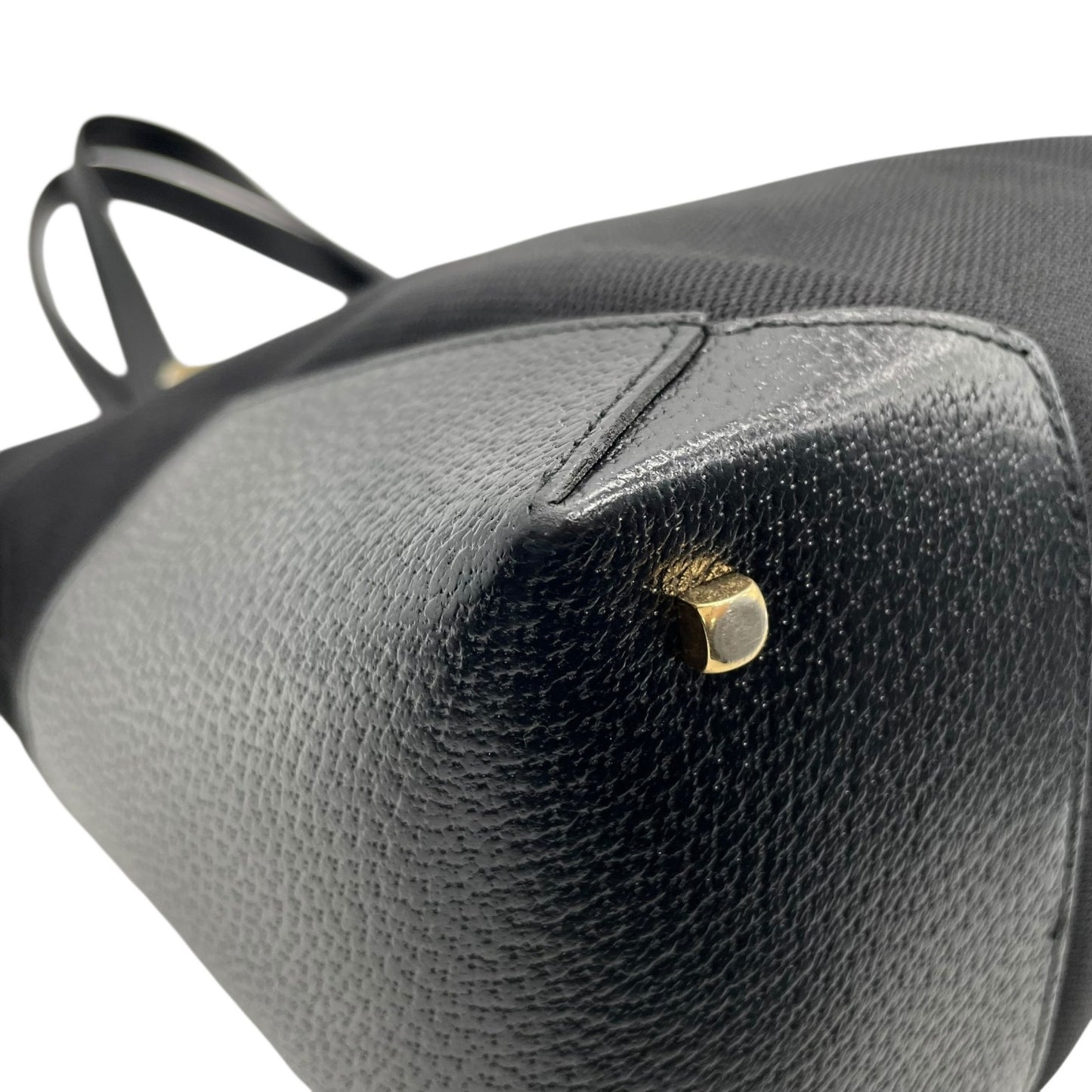 Authentic Salvatore Ferragamo DH-21 Tote Bag Canvas Leather Black Gold Hardware Women's Shoulder Bag