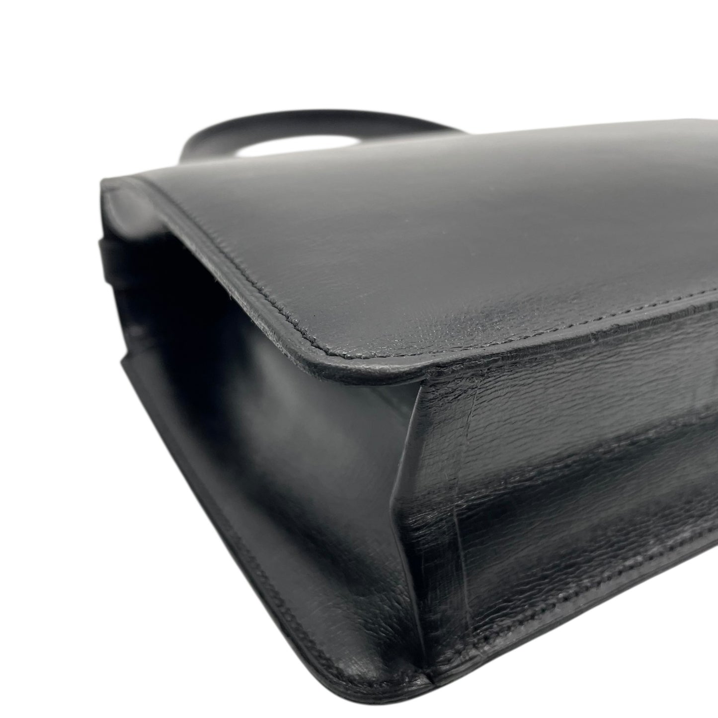 Authentic DIOR Handbag Black Leather Gold Hardware CD Logo Formal Women's Top Handle Flap Closure Vintage