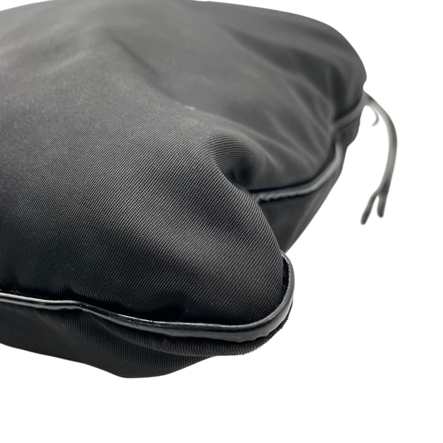 Authentic PRADA Black Handbag Tote Triangular Logo Plate Nylon Patent Leather Silver Hardware Shoulder Bag Men's Women's