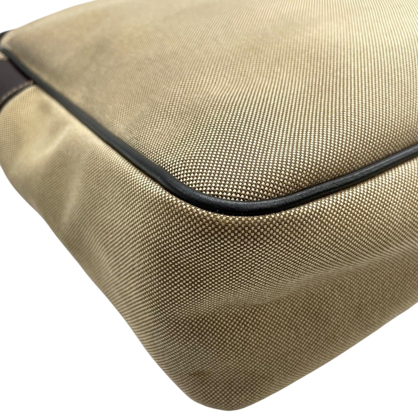 美品 PRADA プラダ ショルダーバッグ ジャガード VA0644 キャンバス レザー ベージュ ブラウン シルバー金具 斜め掛け可 クロスボディ ロゴ メンズ レディース Q