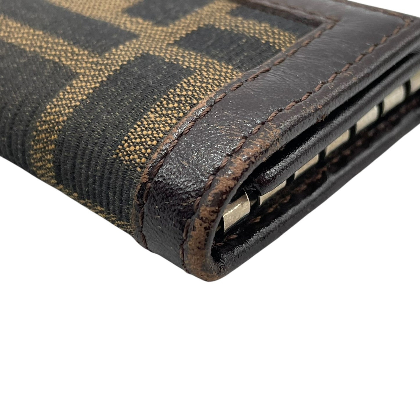 FENDI フェンディ ズッカ柄 6連キーケース キャンバス レザー 茶 ブラウン シルバー金具 FF柄 ヴィンテージ メンズ レディース M2