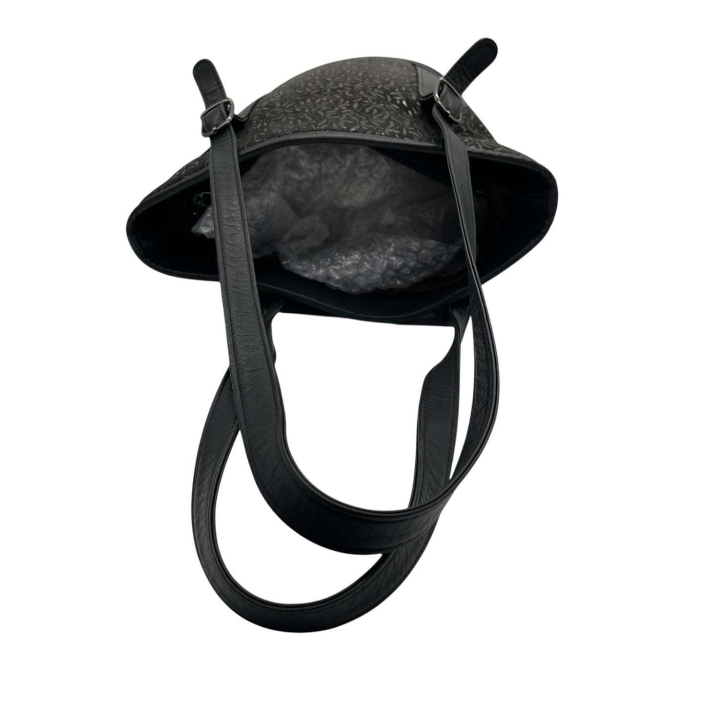 印傳屋 インデンヤ Inden トートバッグ 黒 ブラック レザー 鹿革 漆 ブラック金具 肩掛け可 レディース E11