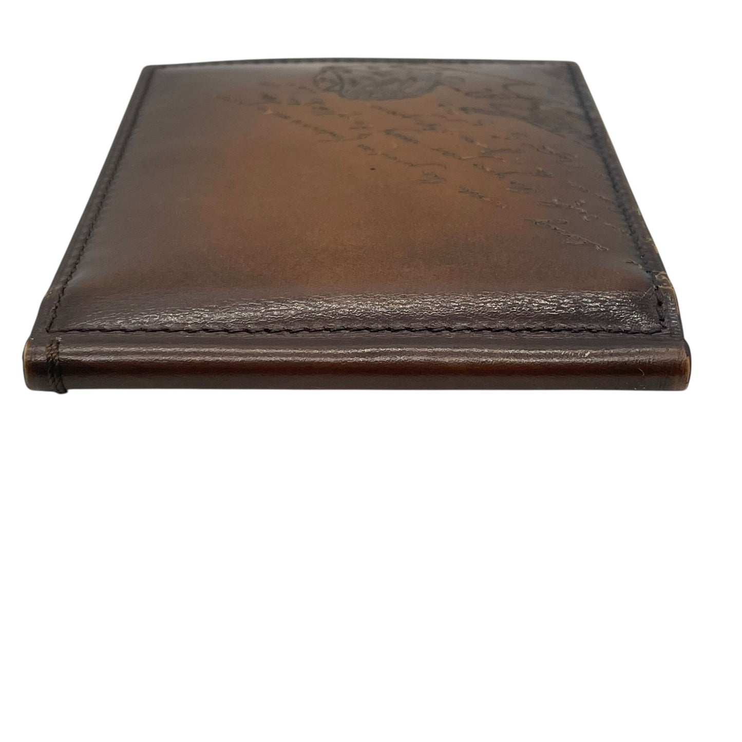 美品 BERLUTI ベルルッティ カリグラフィ マネークリップ 二つ折り フィギュア スクリットレザー コンパクトウォレット 茶 カカオ ブラウン メンズ スタンプ付き W2