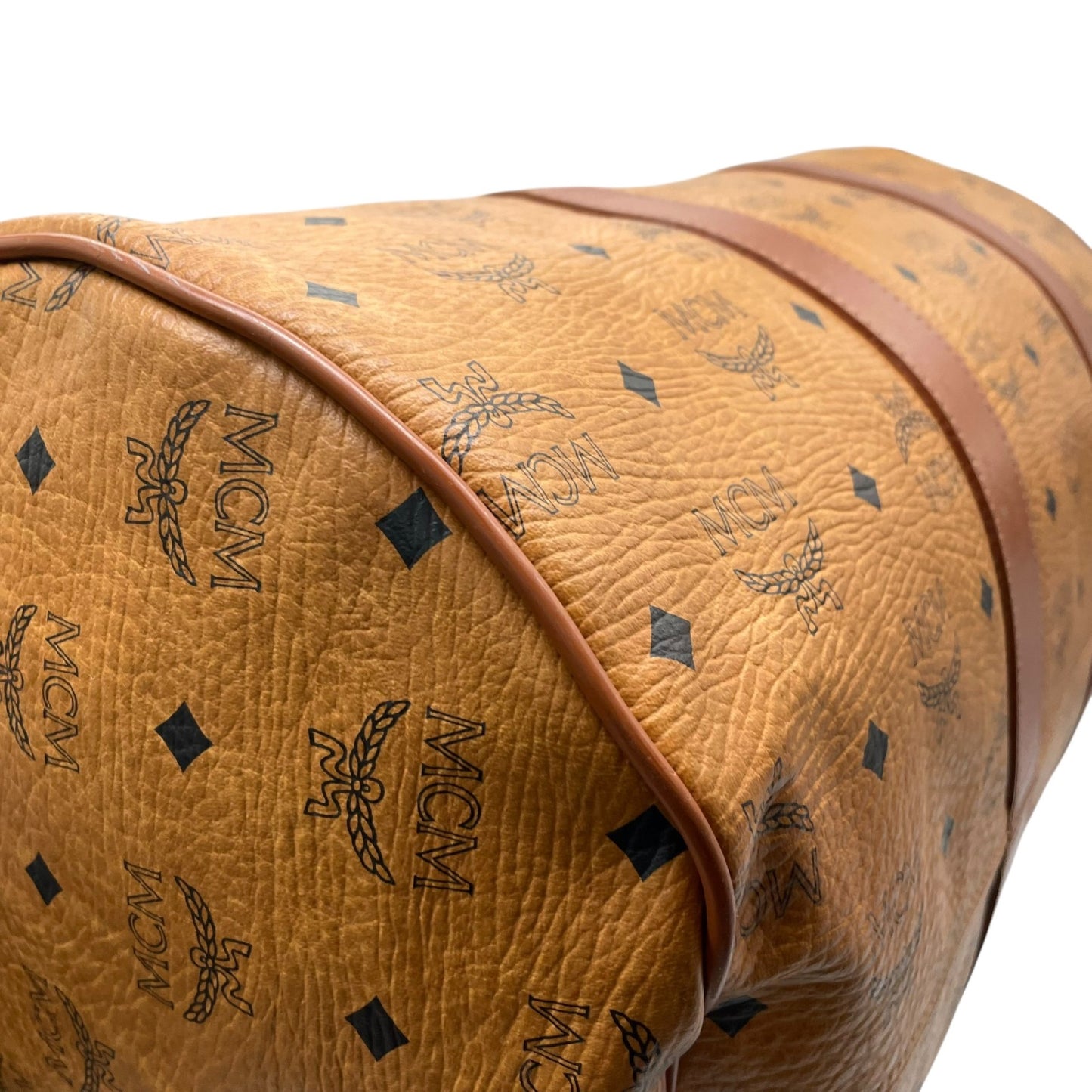 美品 MCM エムシーエム ヴィセトス ボストンバッグ 2WAY ショルダーバッグ 茶 ブラウン コニャック レザー ゴールド金具 手提げ 斜め掛け可 ロゴ レディース X