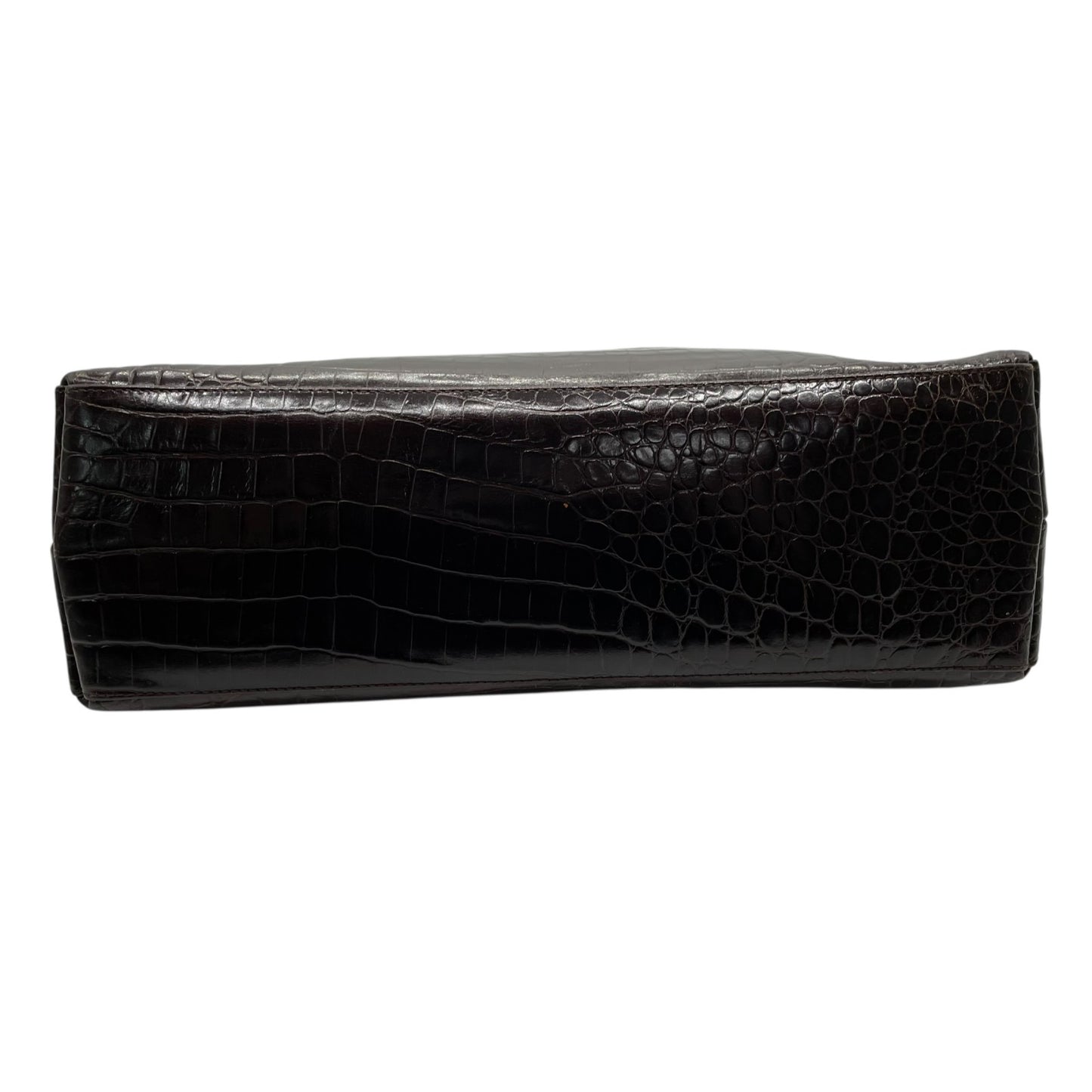 美品 Salvatore Ferragamo サルヴァトーレフェラガモ トートバッグ ハンドバッグ ヴァラ クロコ型押し 茶 ブラウン ゴールド金具 ワンショルダー 肩掛け可 ヴィンテージ レディース B